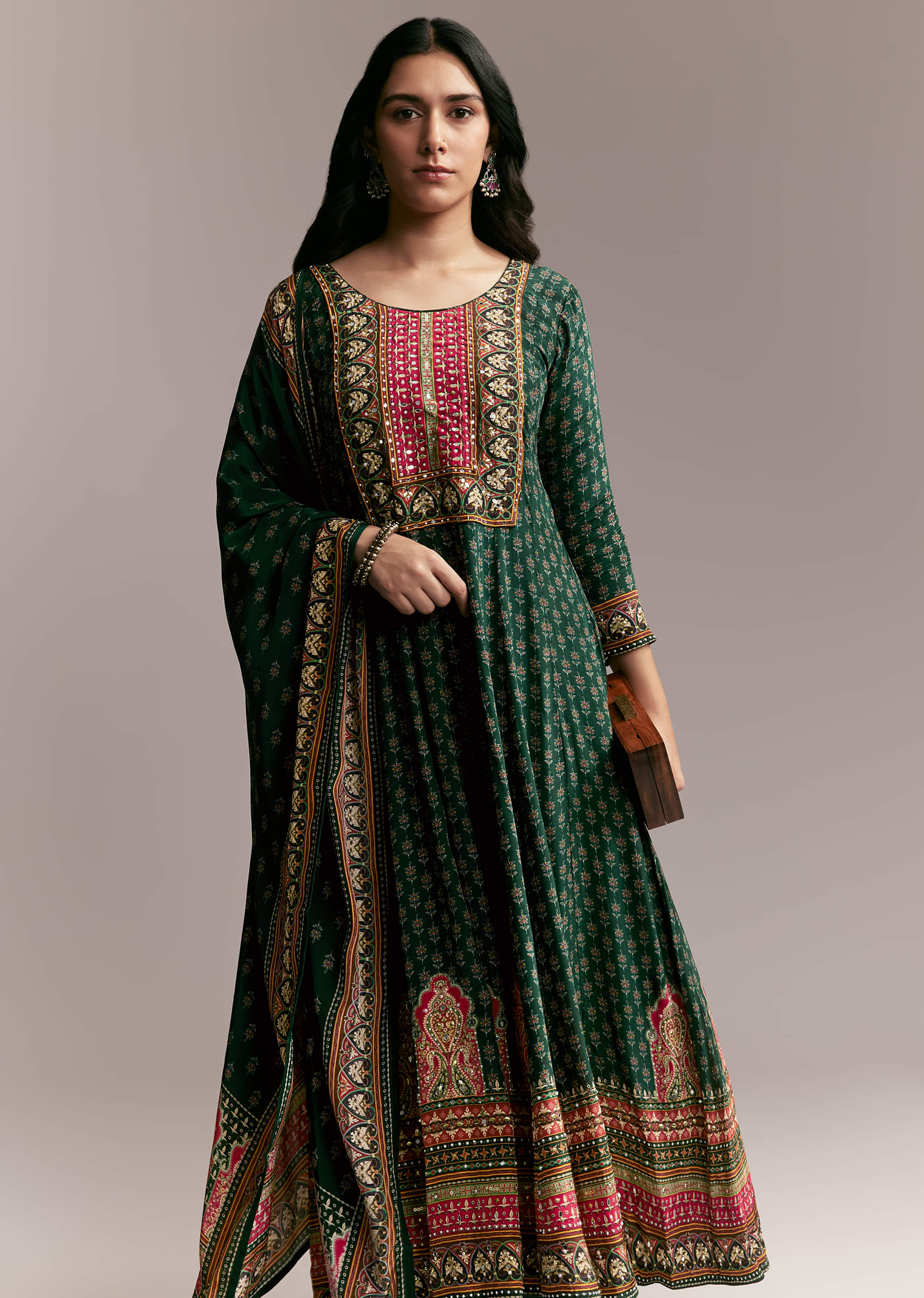Green Printed Anarkali Set - Image 5