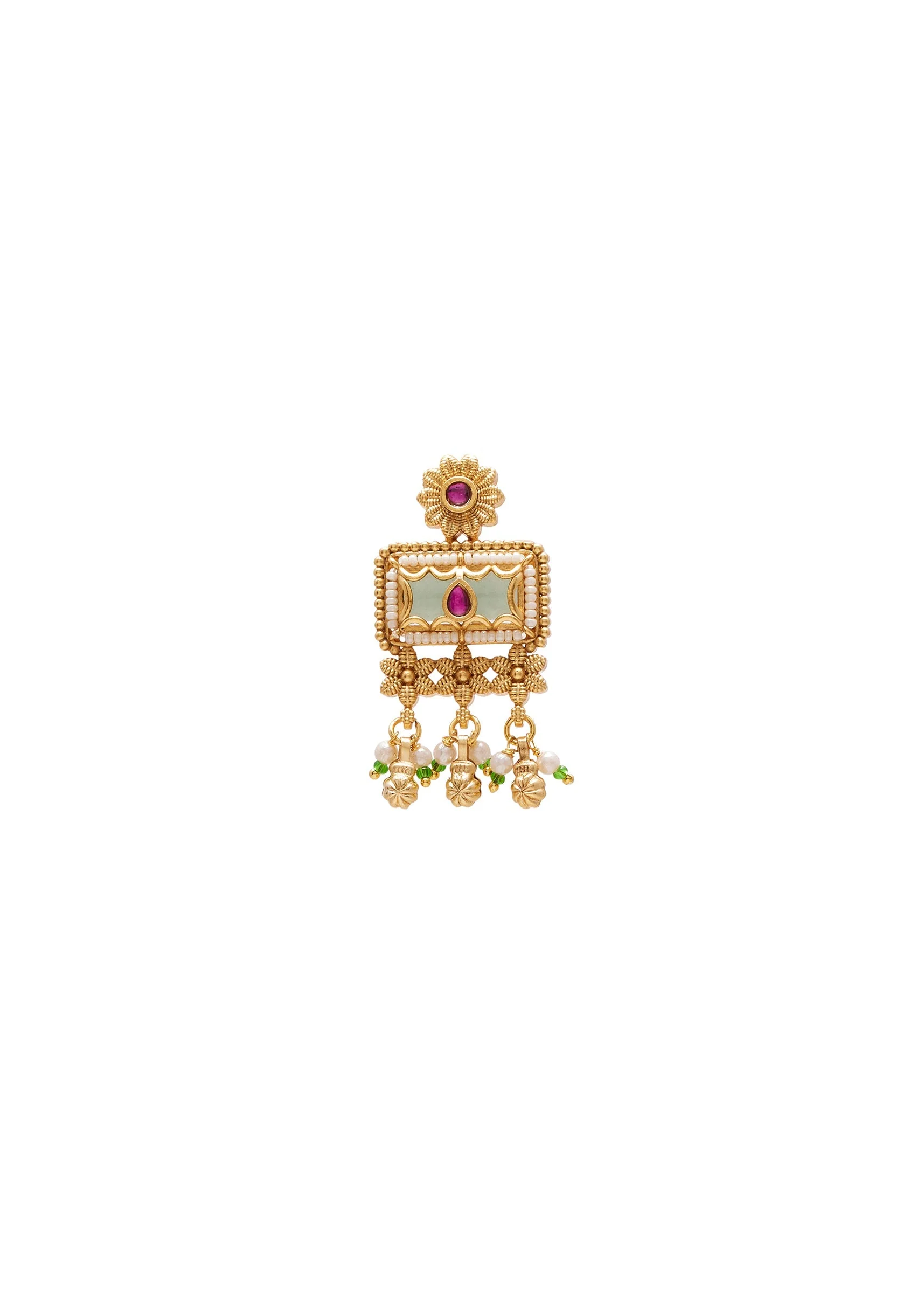 Green Rajwadi Statement Necklace Set - Image 5