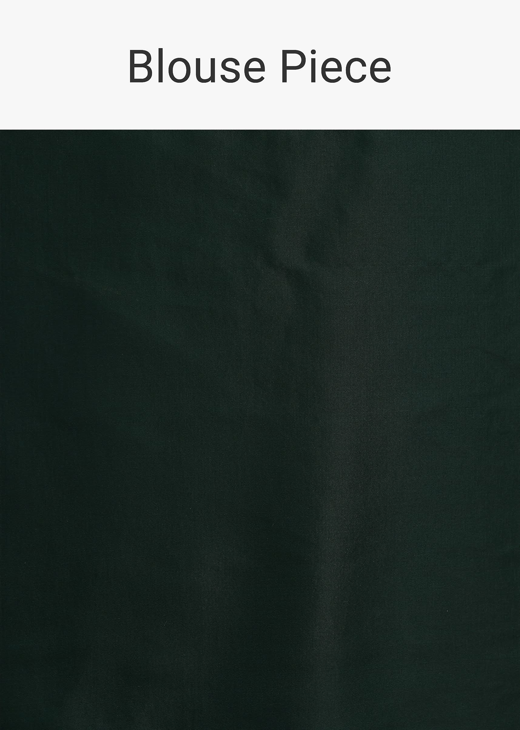 Green Saree In Organza With Lace Border And Unstitched Blouse Piece - Image 10