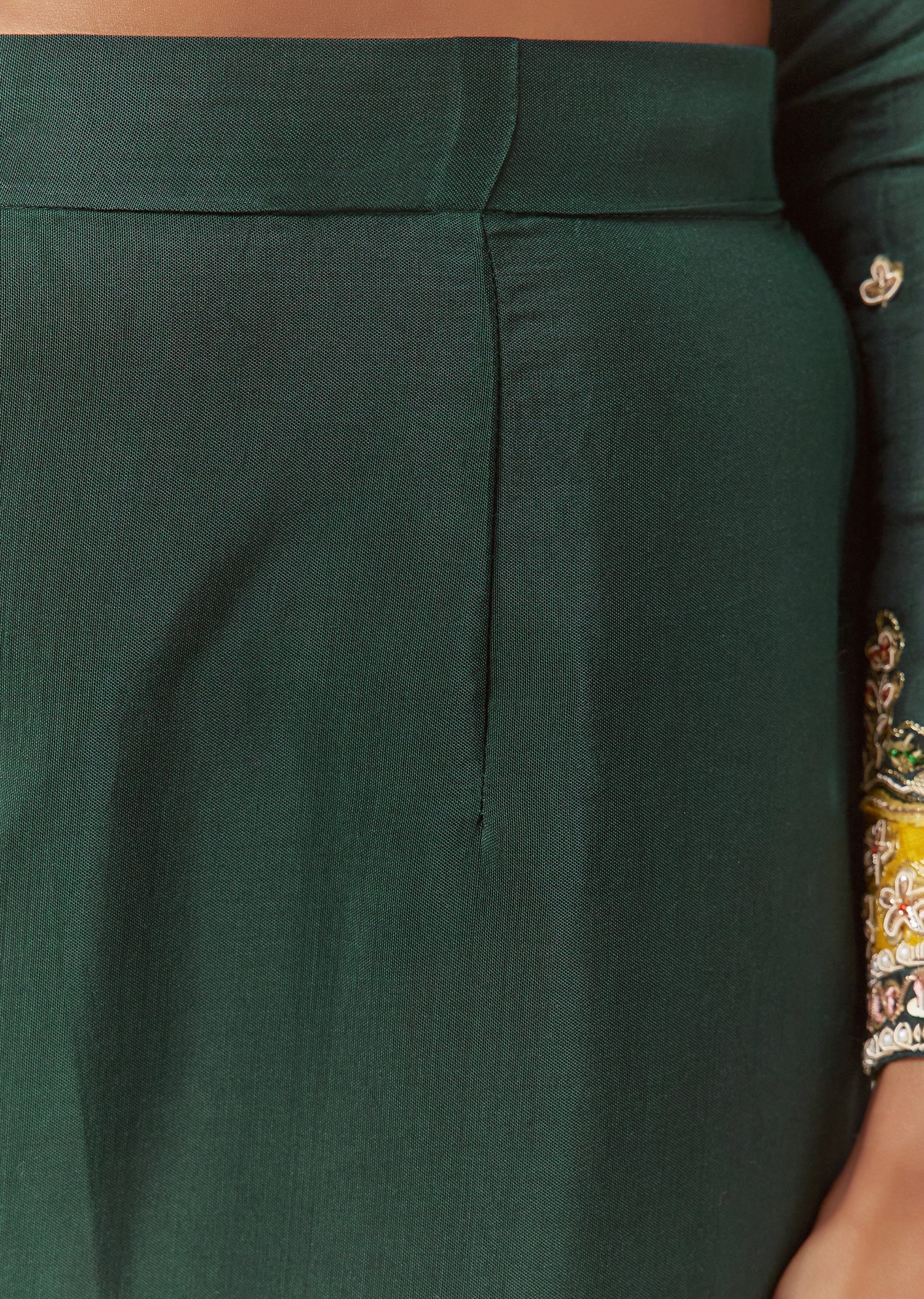 Green Sequin Embellished Silk Anarkali Set - Image 6