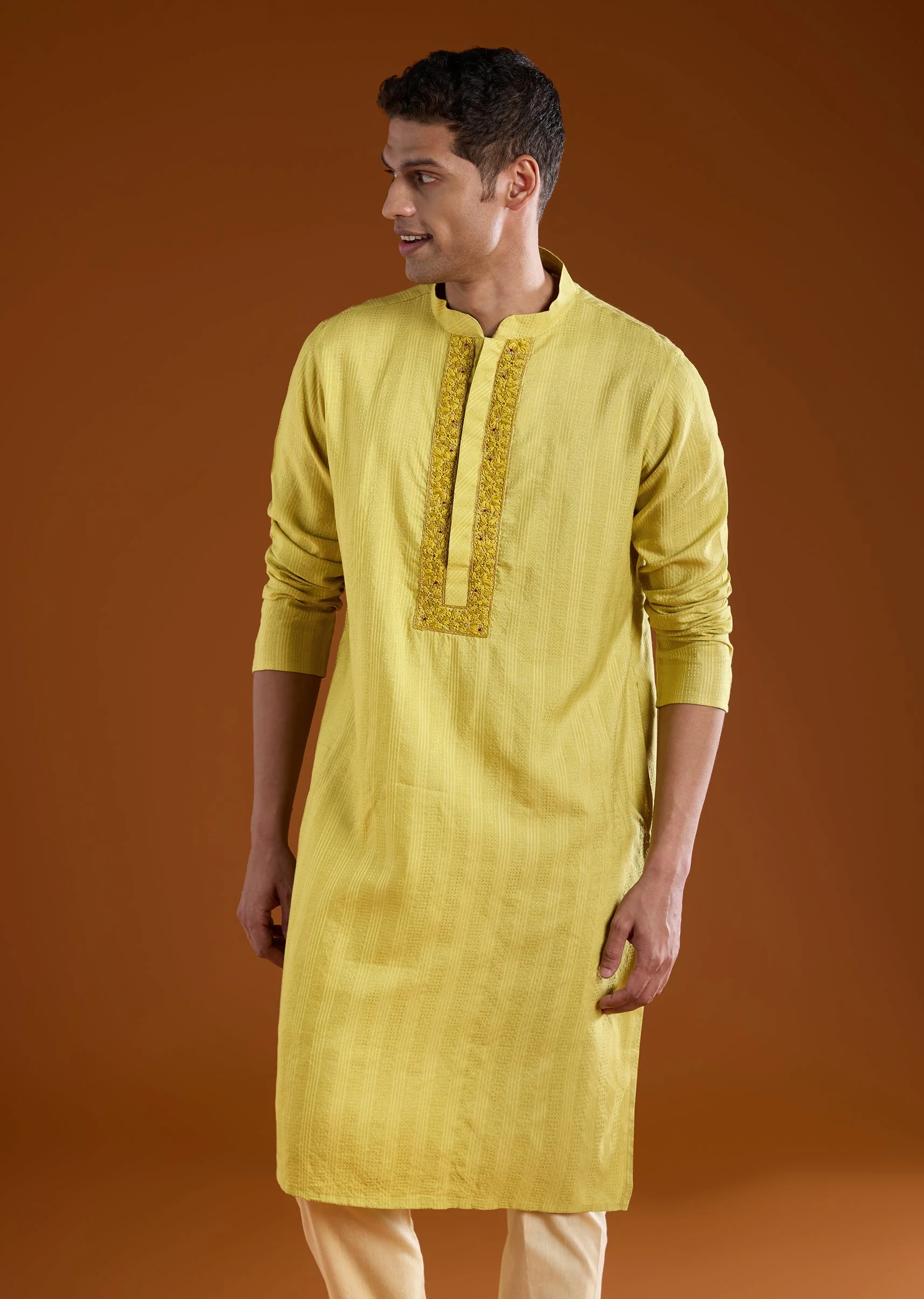 Green Silk Embroidered Mens Kurta Pant Set - Image 4
