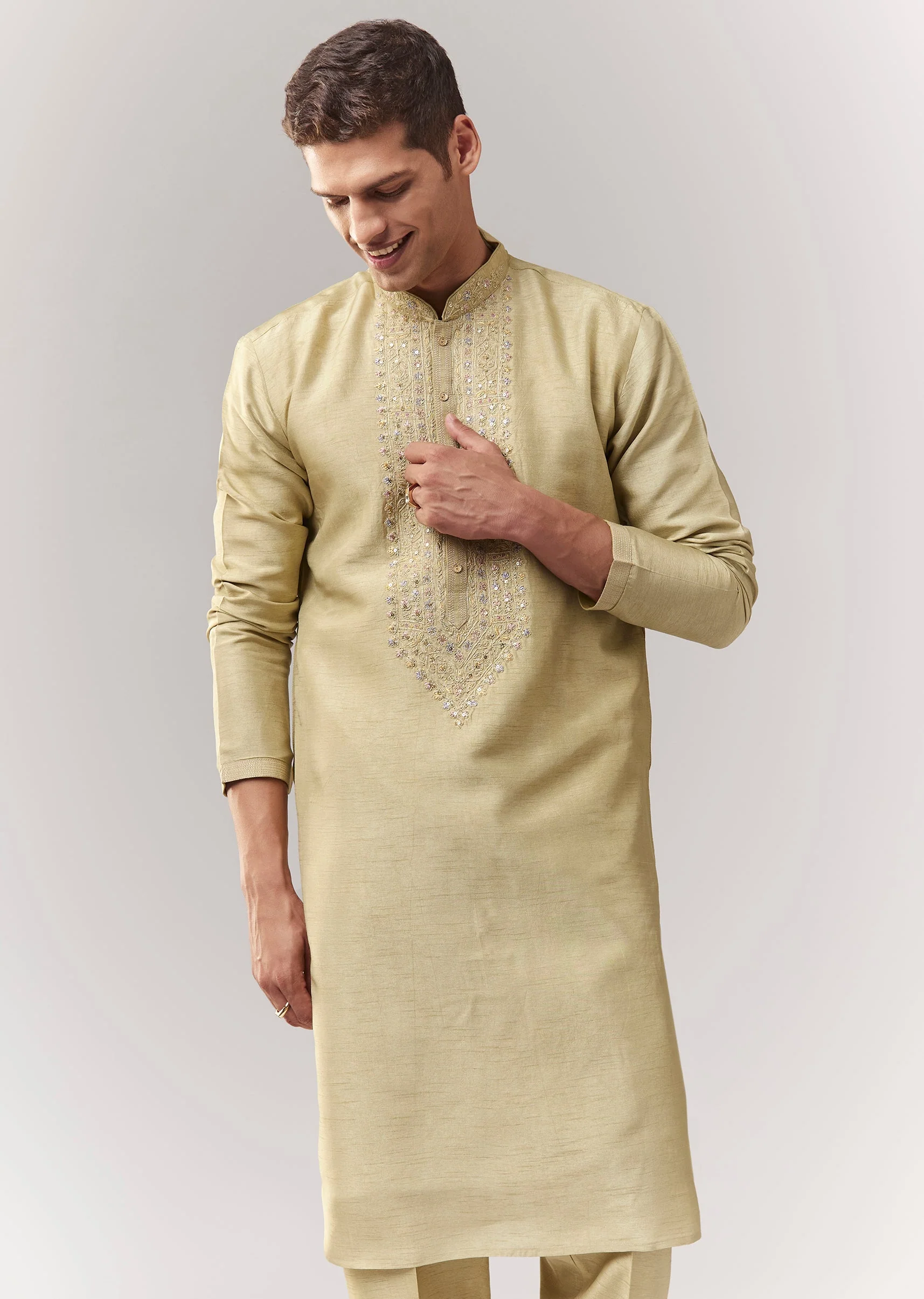 Green Silk Indo Western With Sequins And Resham Work - Image 6