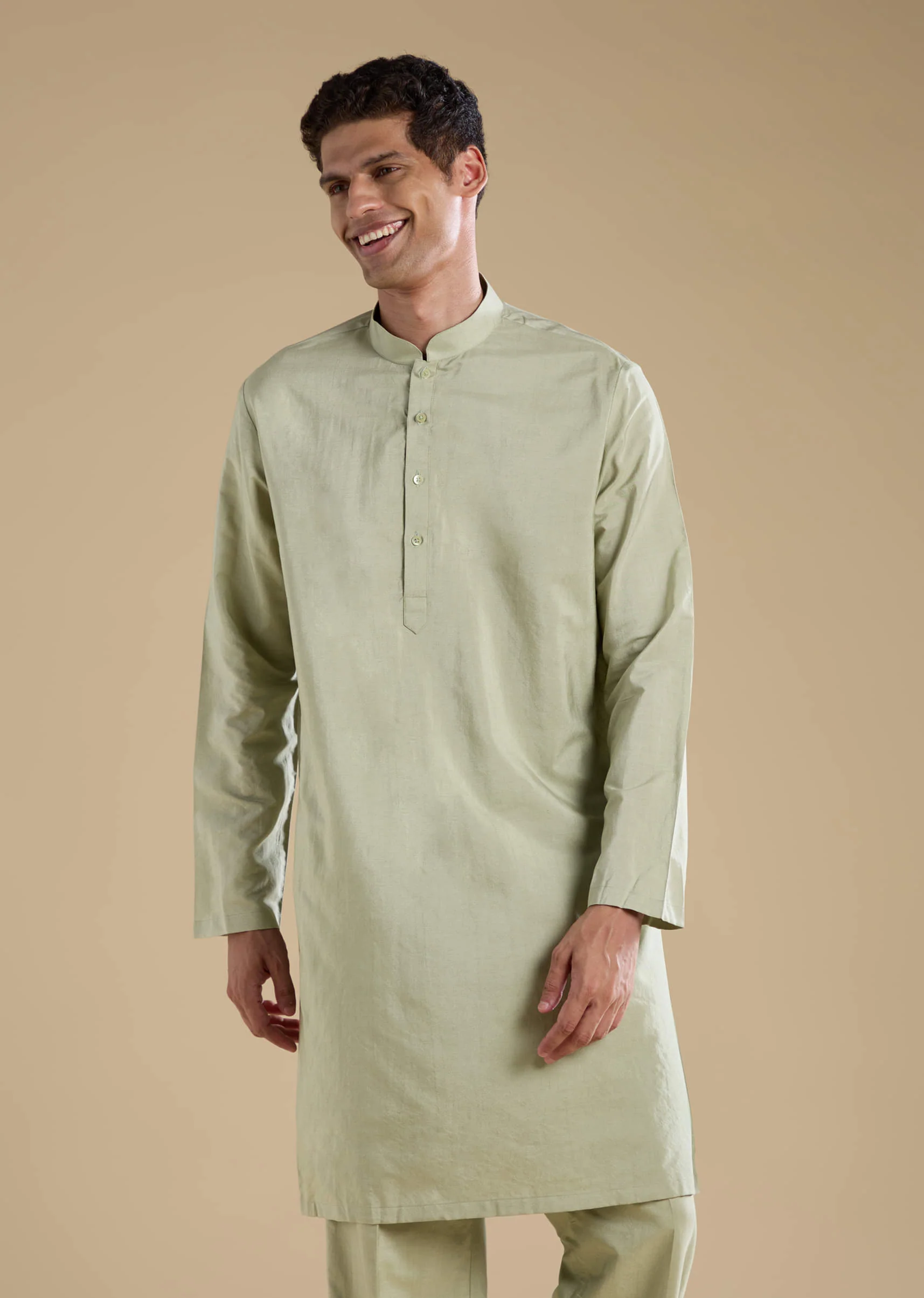 Green Silk Jacket Kurta Set with Thread Work - Image 6