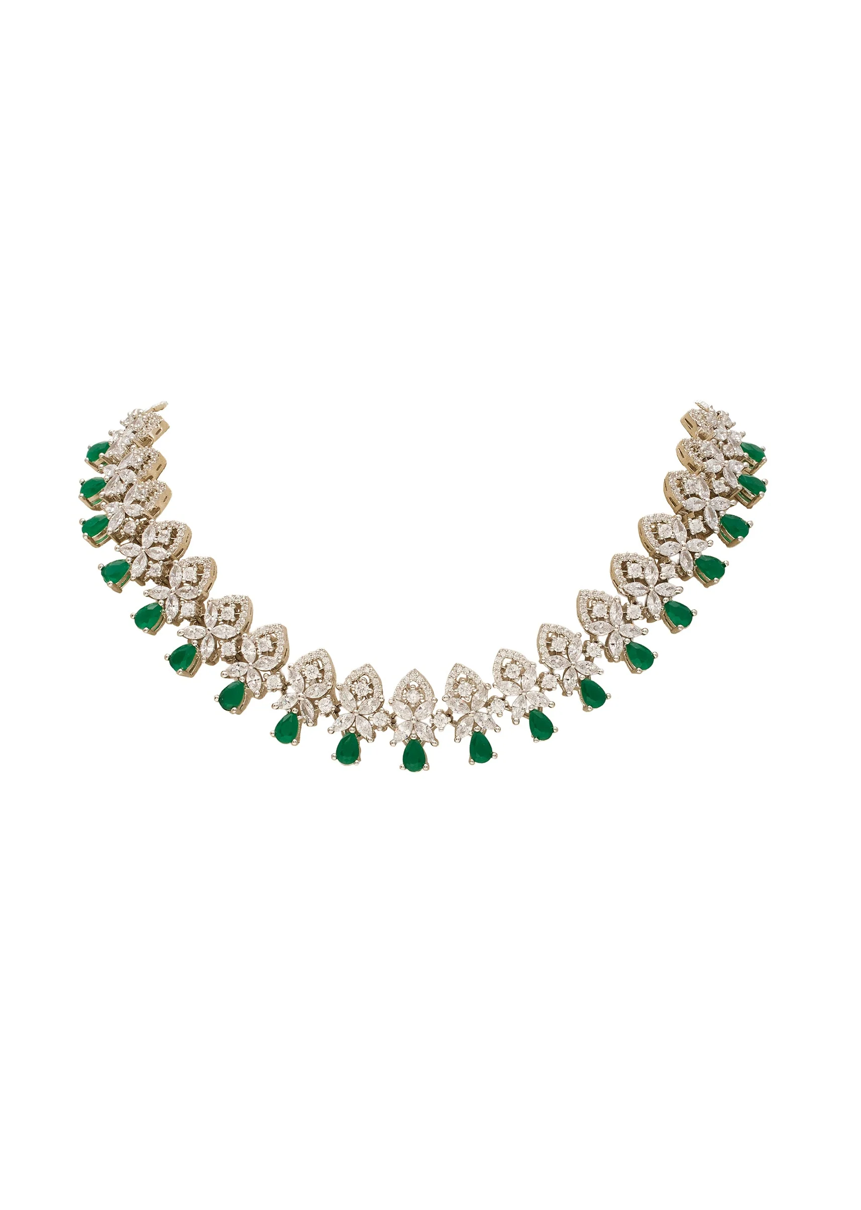 Green Silver Contemporary Necklace Set - Image 3