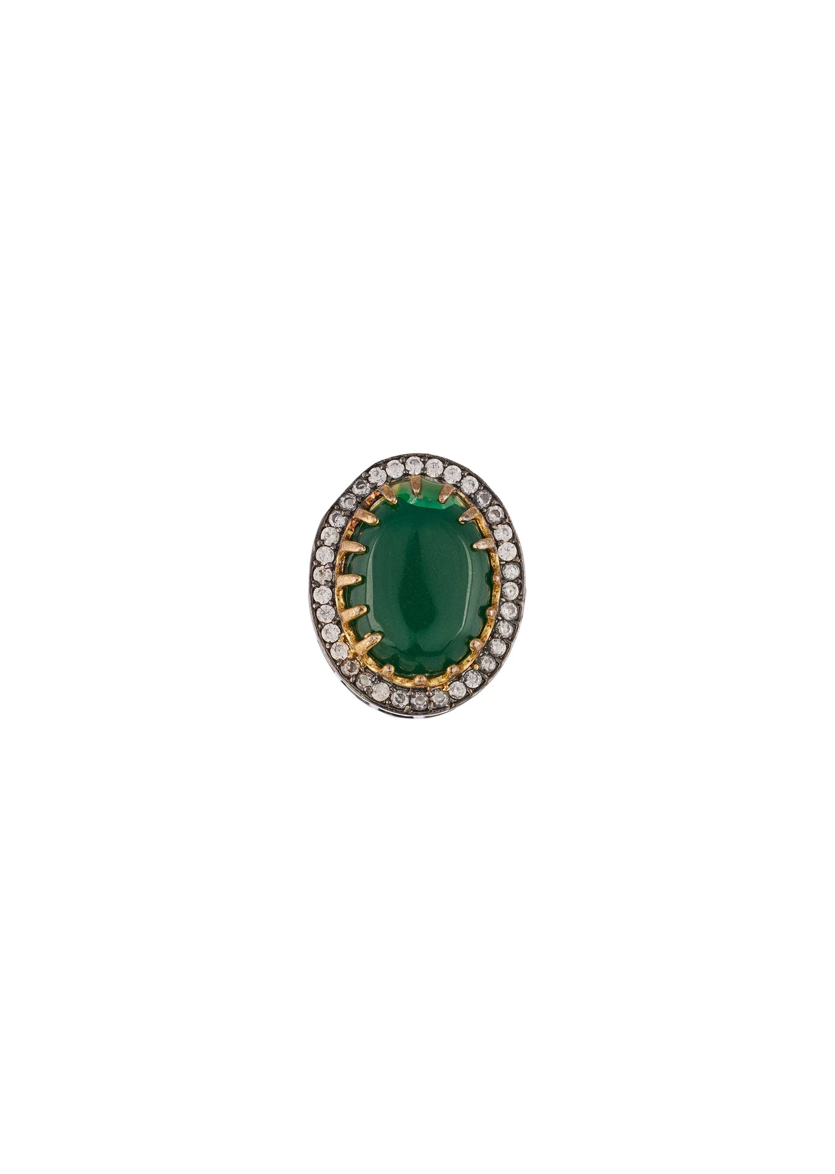 Green Studded Earrings With Kundan And Stone Detailing - Image 3