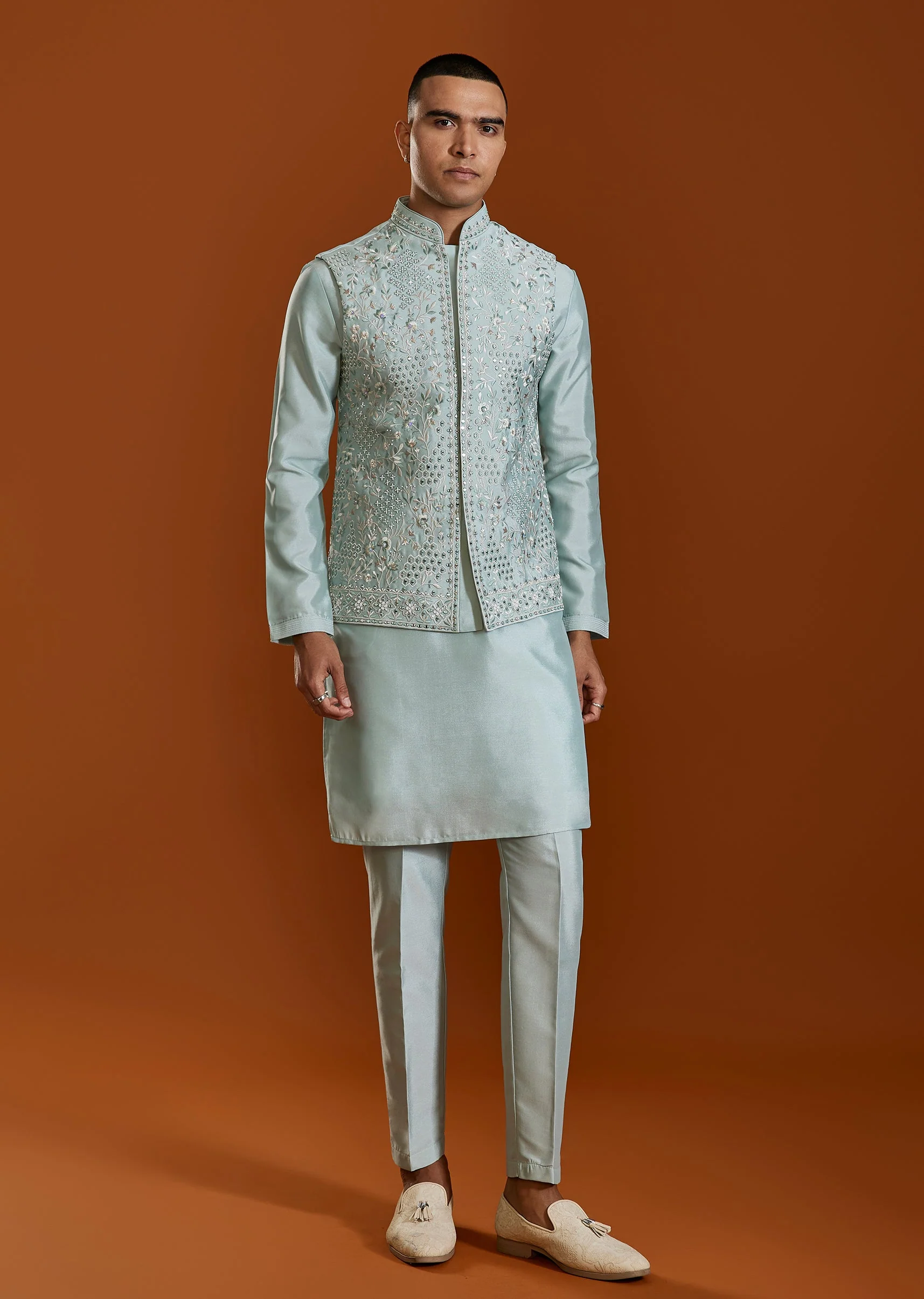 Green Threadwork Kurta Sets