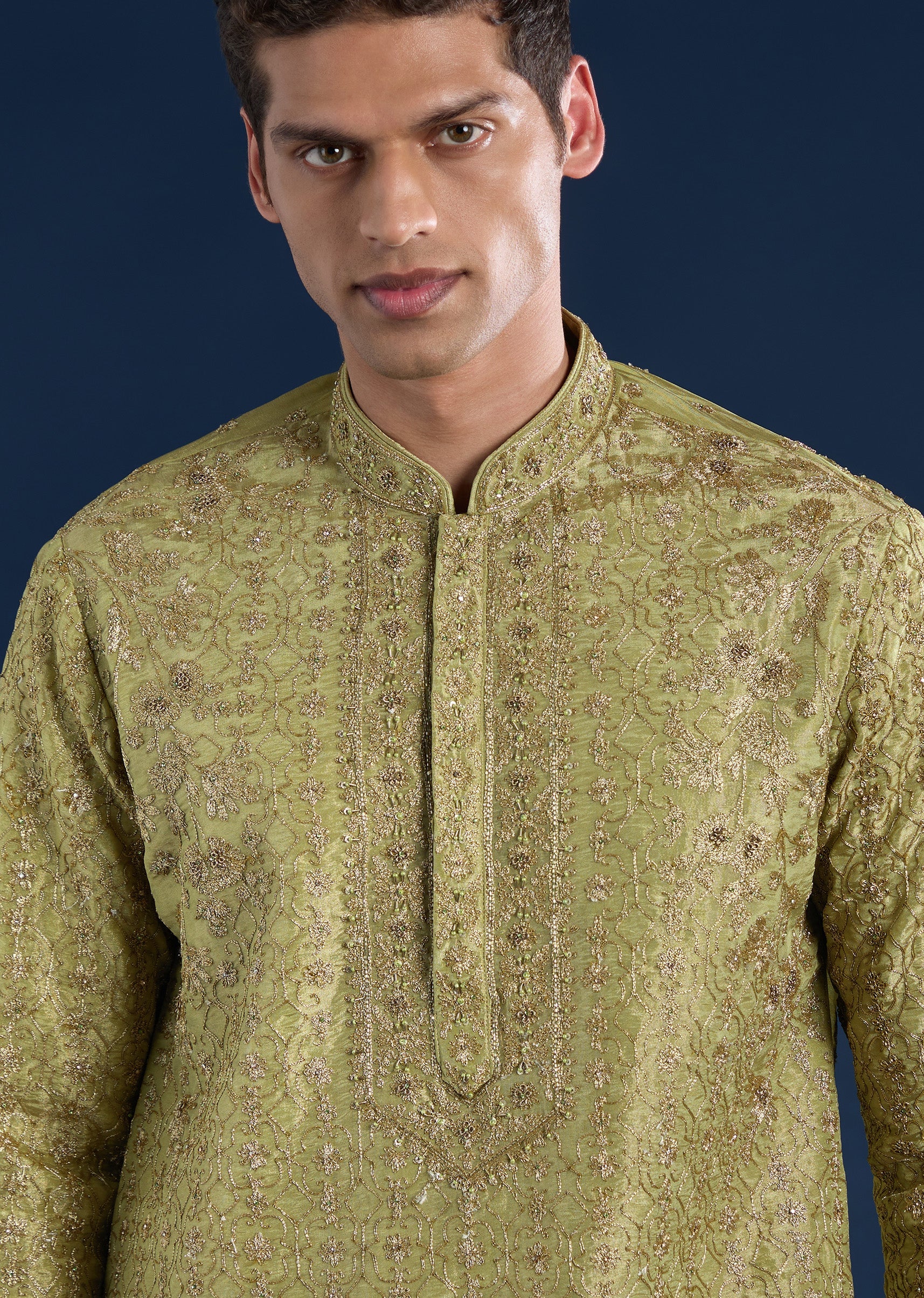 Green Tissue Kurta Set - Image 2