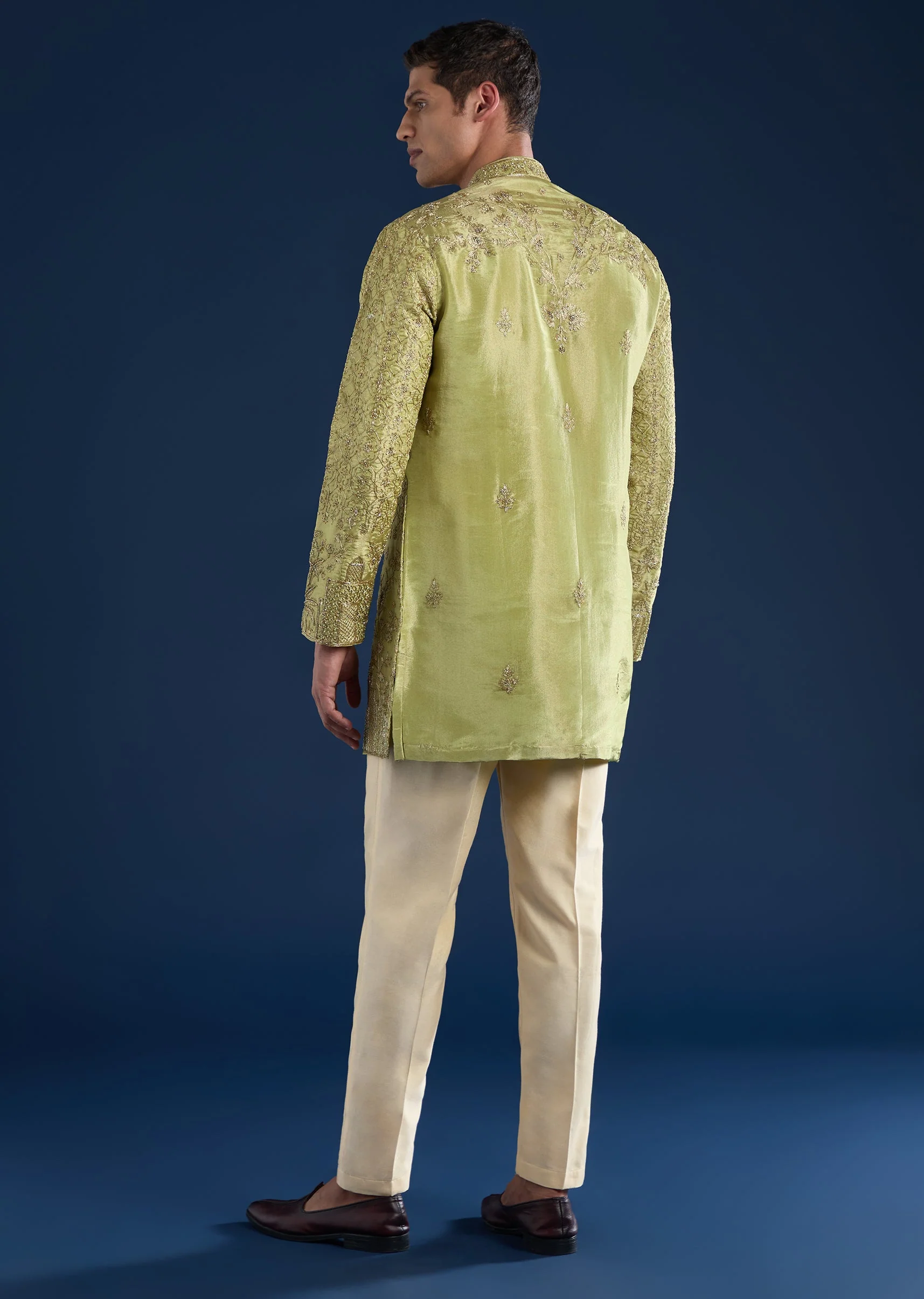 Green Tissue Kurta Set - Image 5