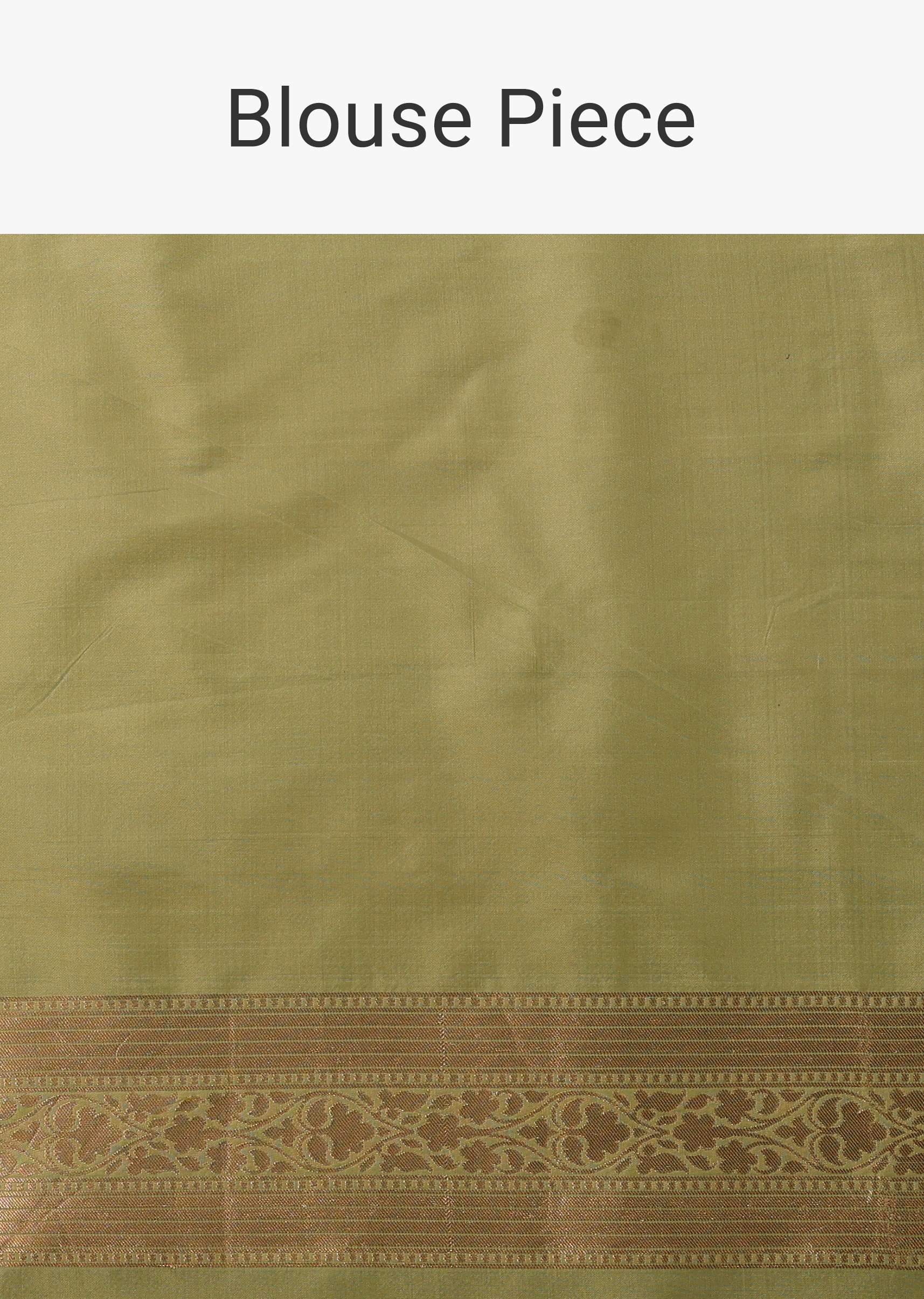 Green Handloom Banarasi Saree In Uppada Silk With Floral Jaal Weave And Unstitched Blouse - Image 5