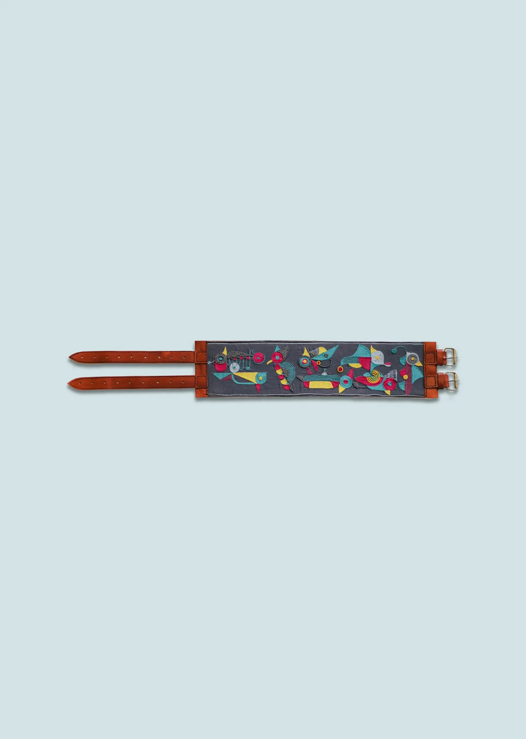 Grey And Pink Embroidered Waist Belt - Image 3