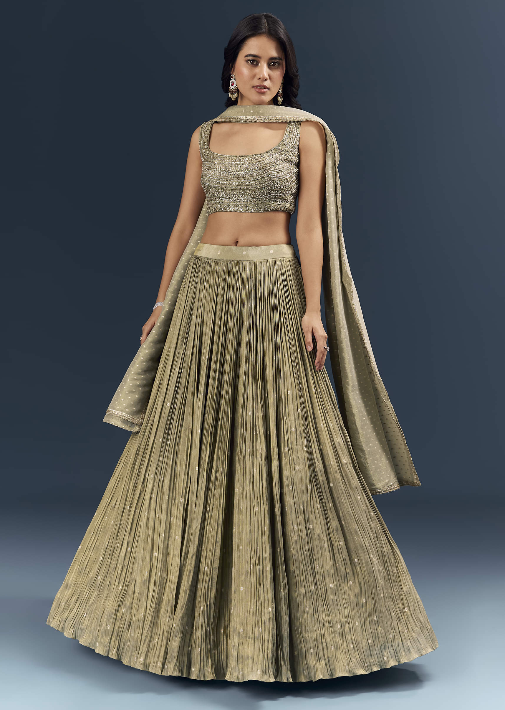 Grey Banarasi Silk Bridesmaid Lehenga With Intricate Hand Embroidery - Image 4