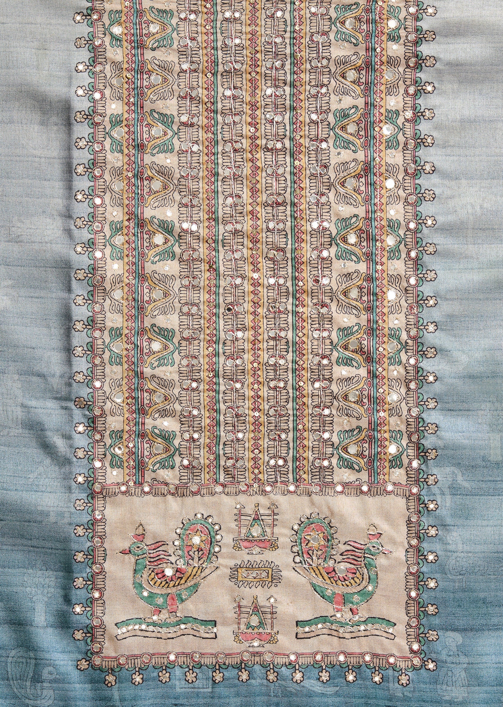 Grey Cotton Unstitched Suit With Dupatta - Image 2