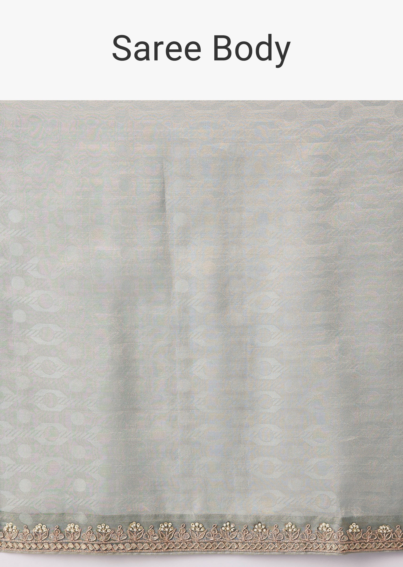 Grey Embroidered Motif Tassel Saree With Unstitched Blouse - Image 9