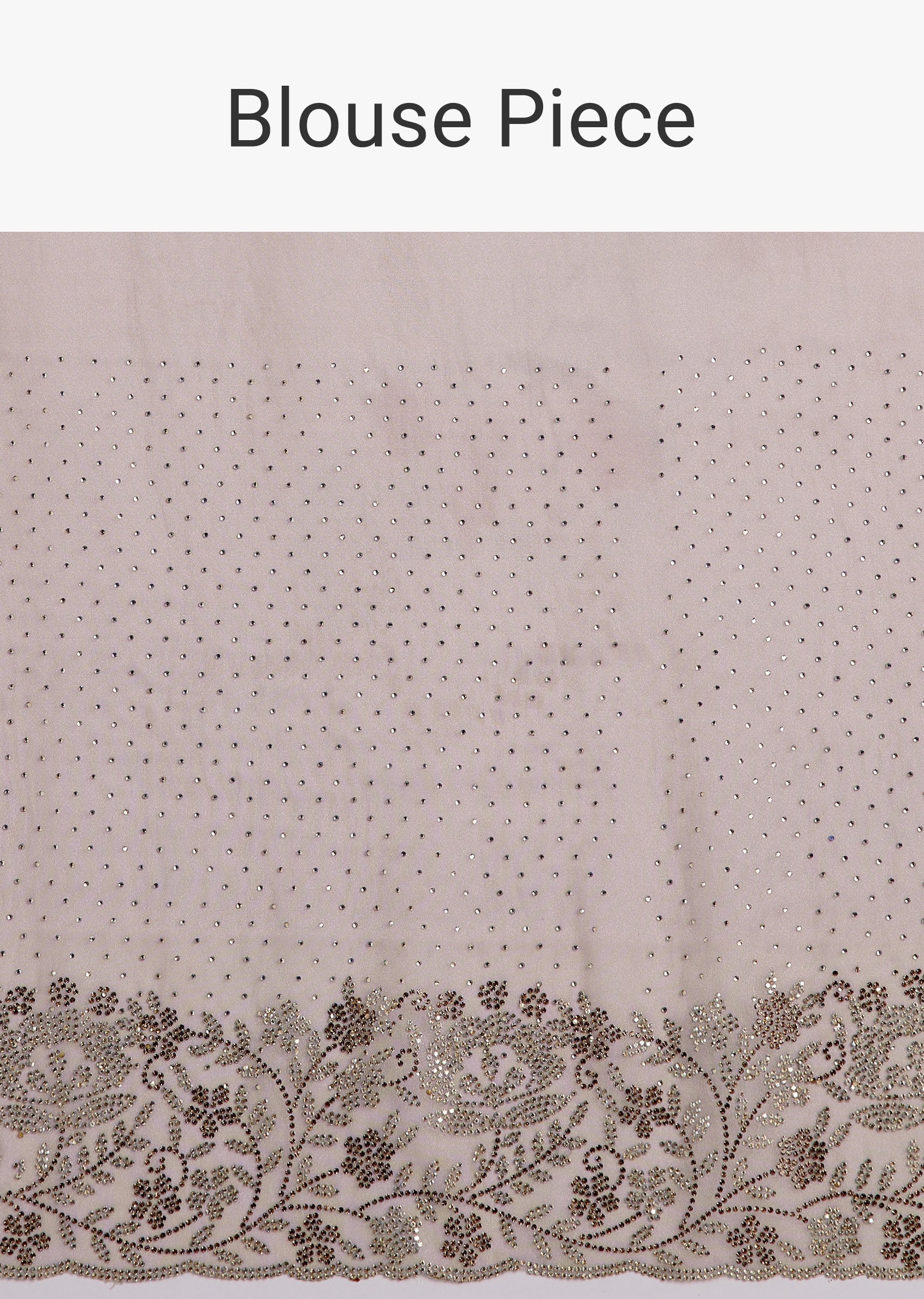 Grey Floral Printed Tissue Saree With Stone Embellished Border - Image 10