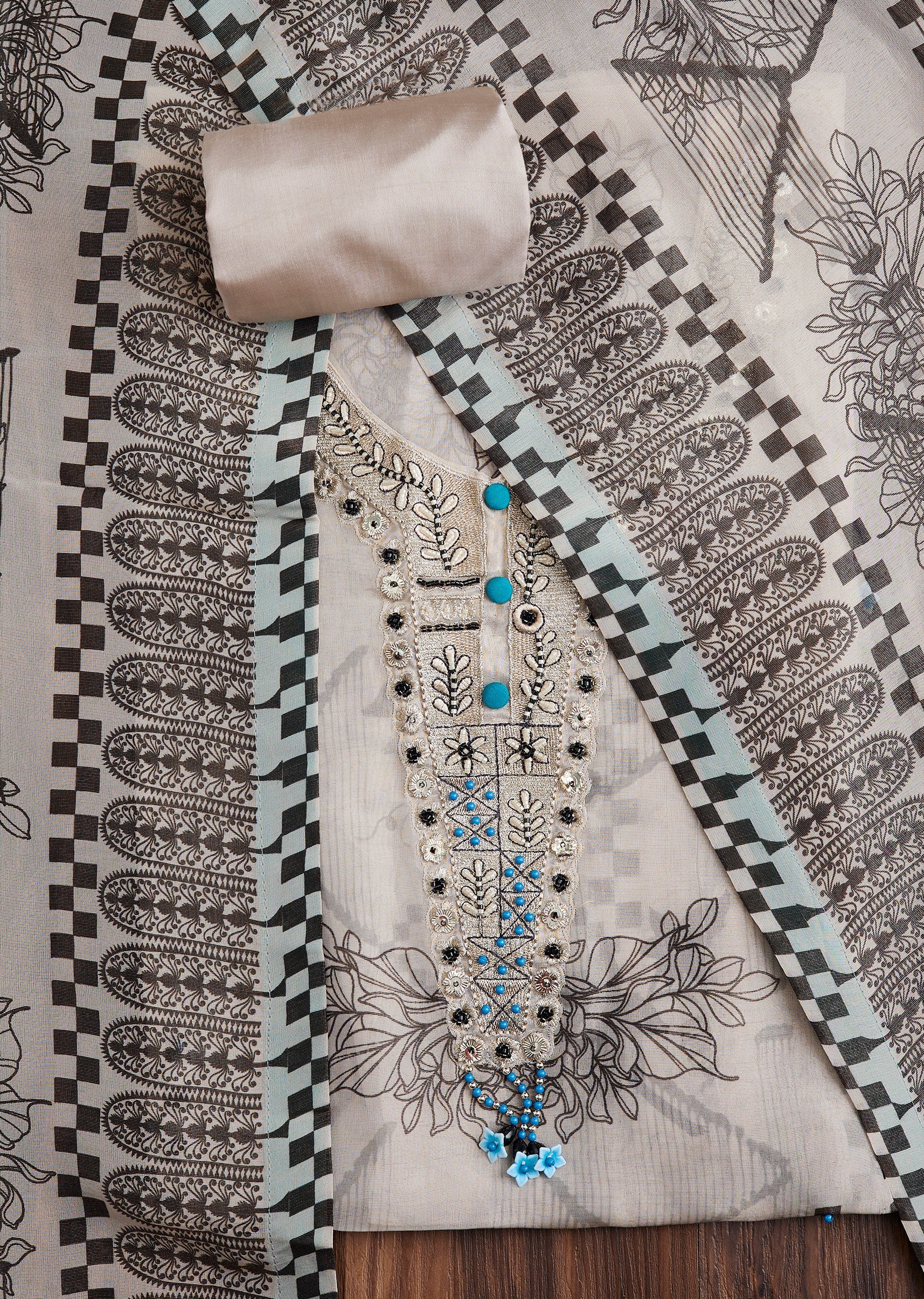 Grey Georgette Printed Suit