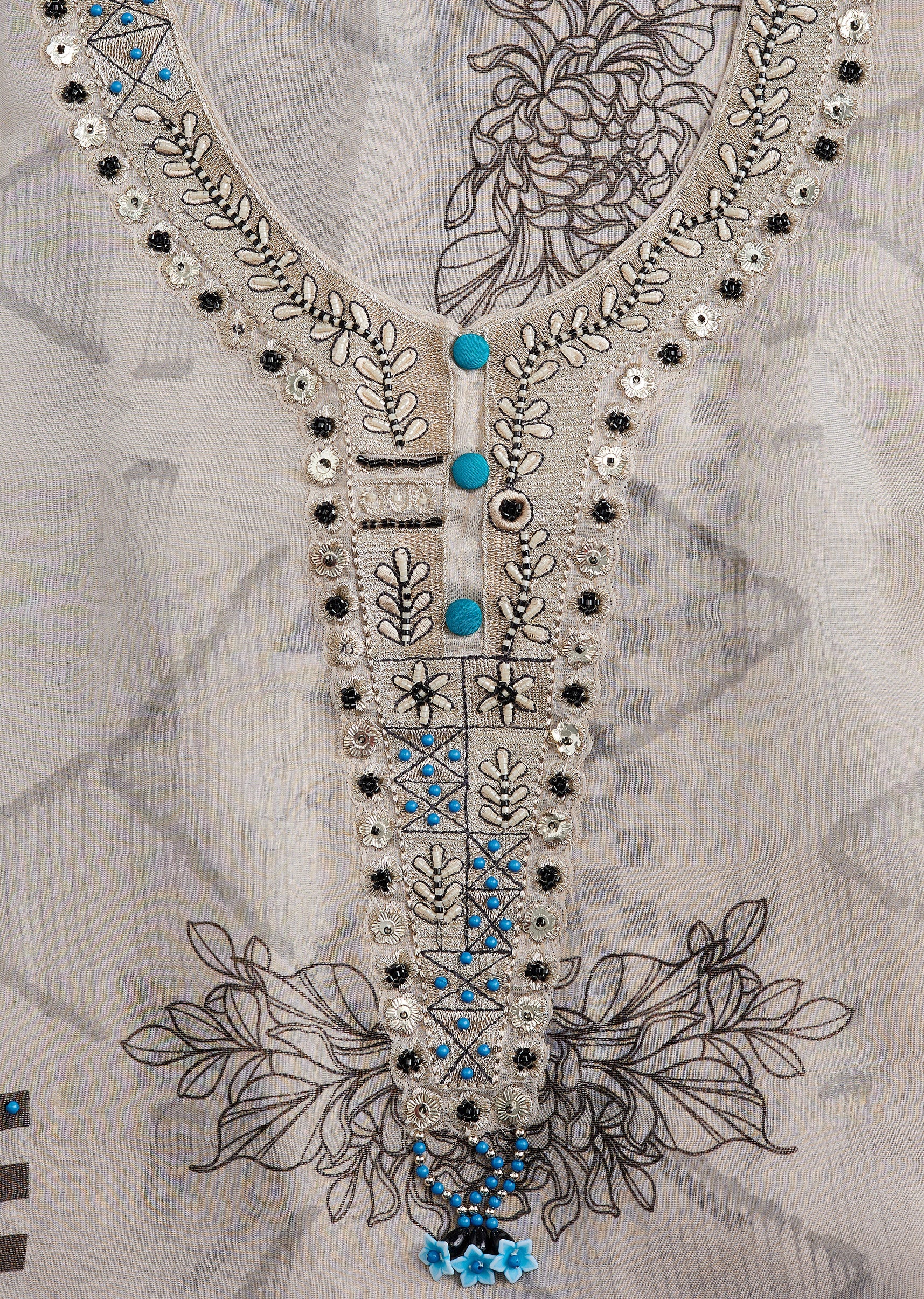 Grey Georgette Printed Suit - Image 2