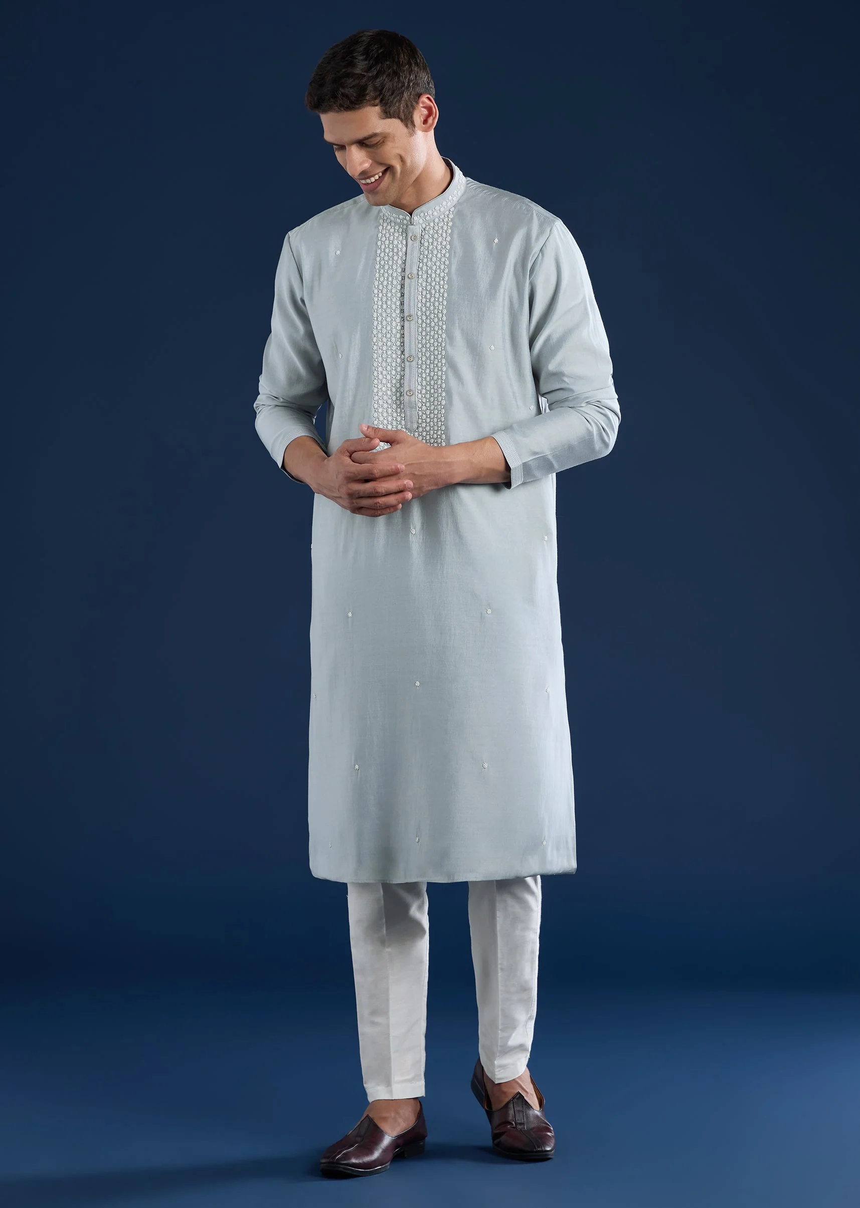 Grey Kurta Set For Men - Image 2