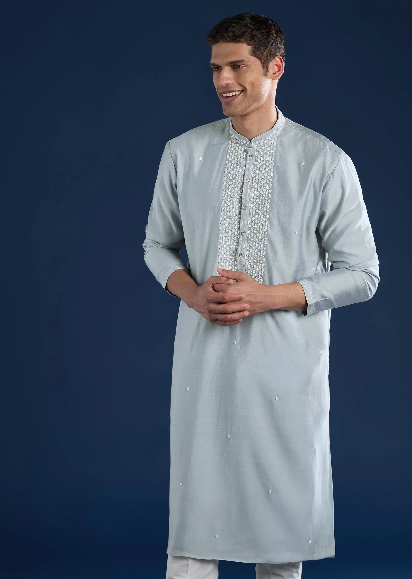 Grey Kurta Set For Men - Image 3