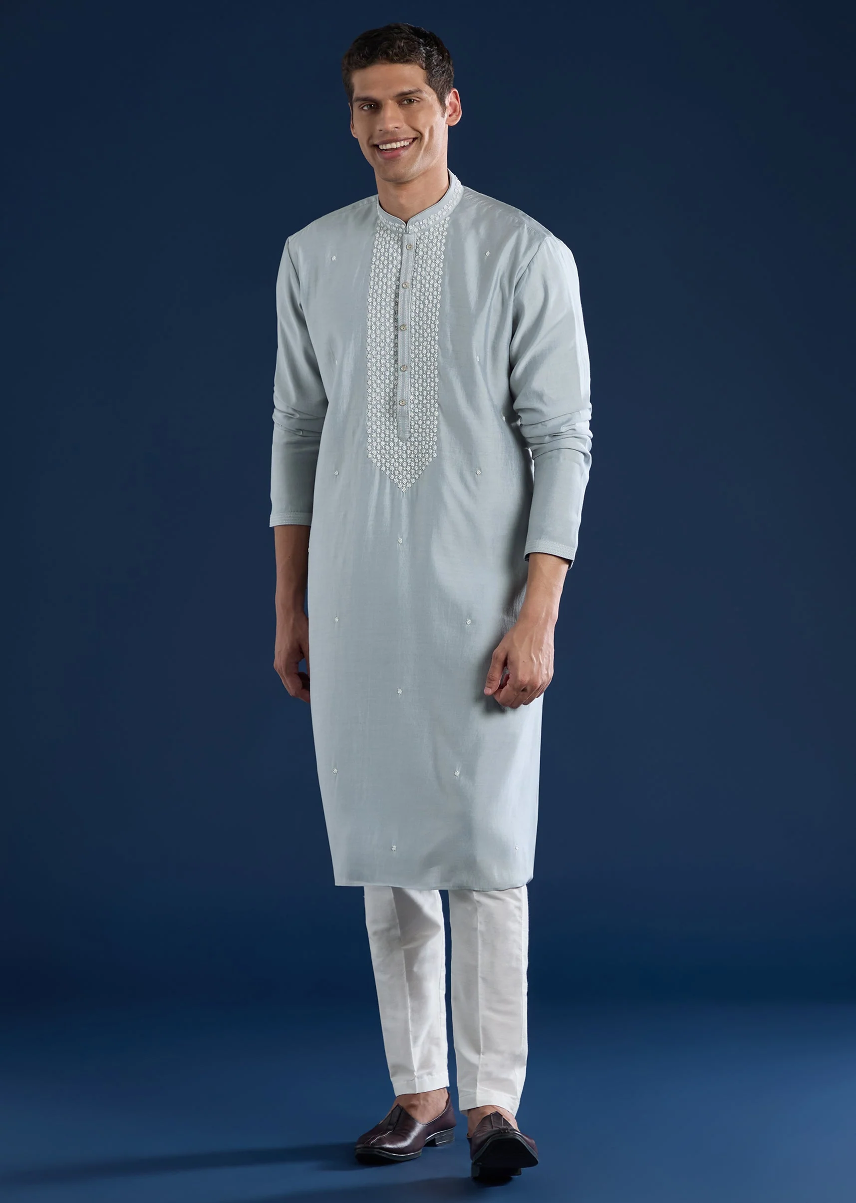 Grey Kurta Set For Men - Image 4