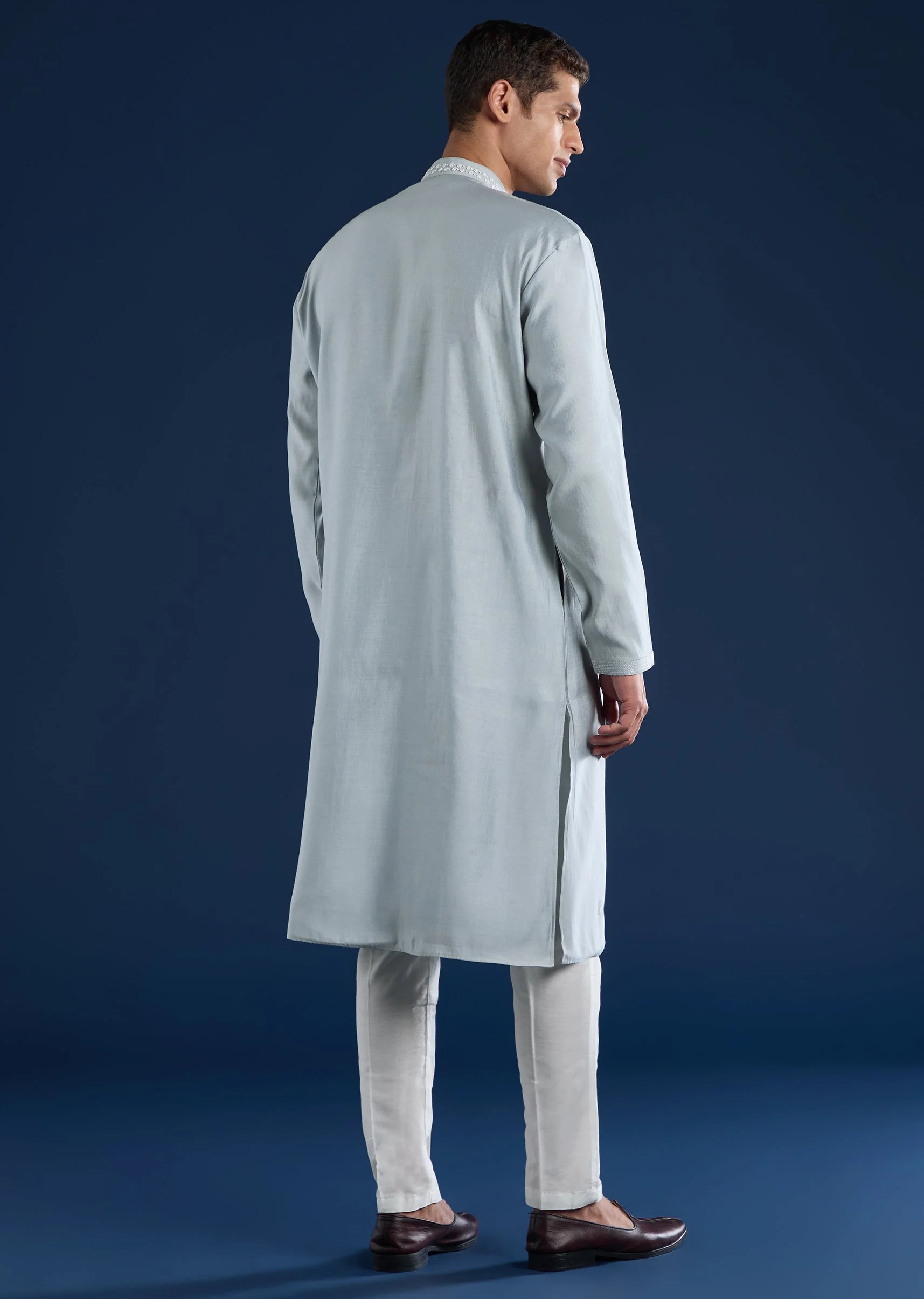 Grey Kurta Set For Men - Image 5