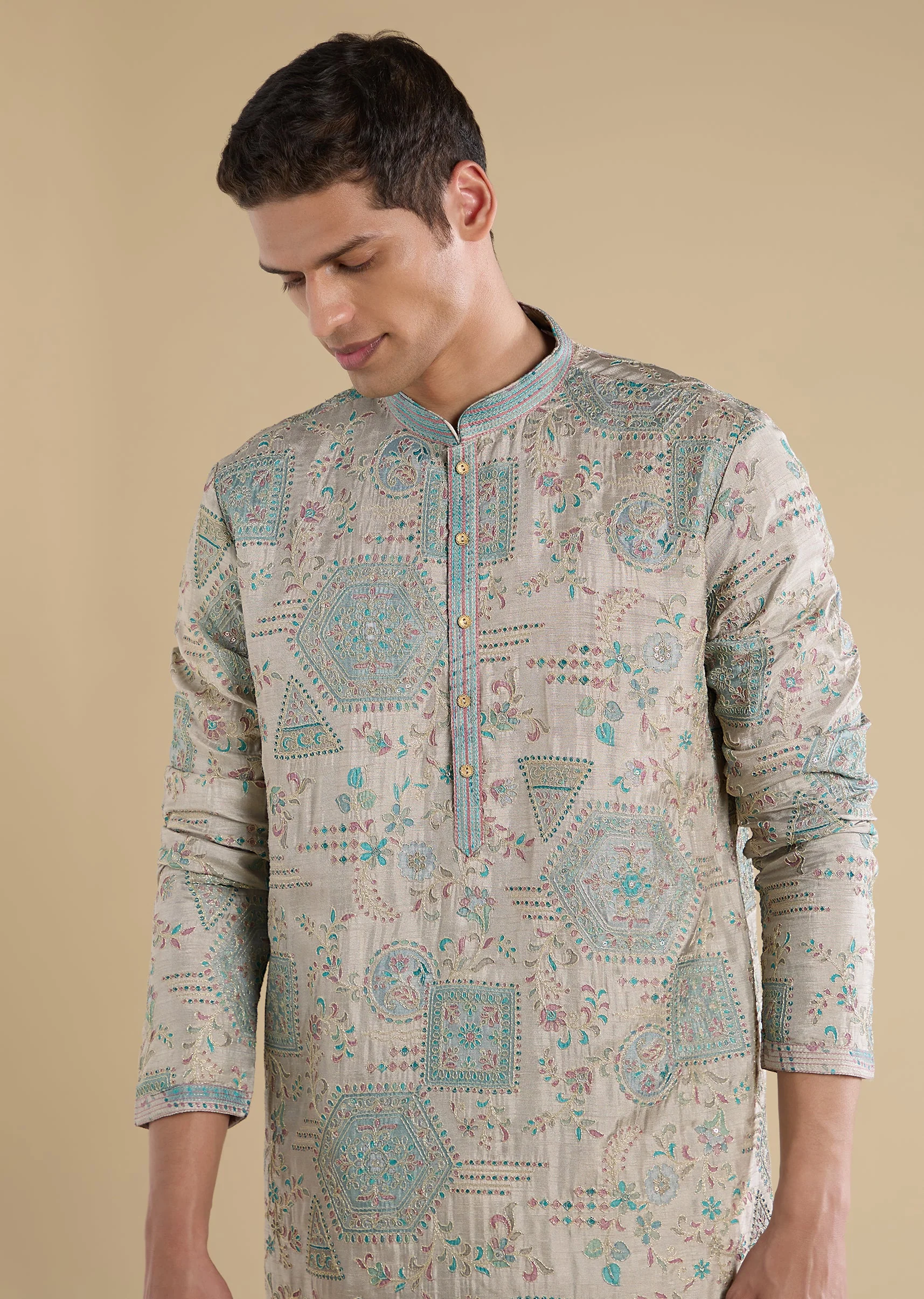 Grey Minimal Kurta Set - Image 2