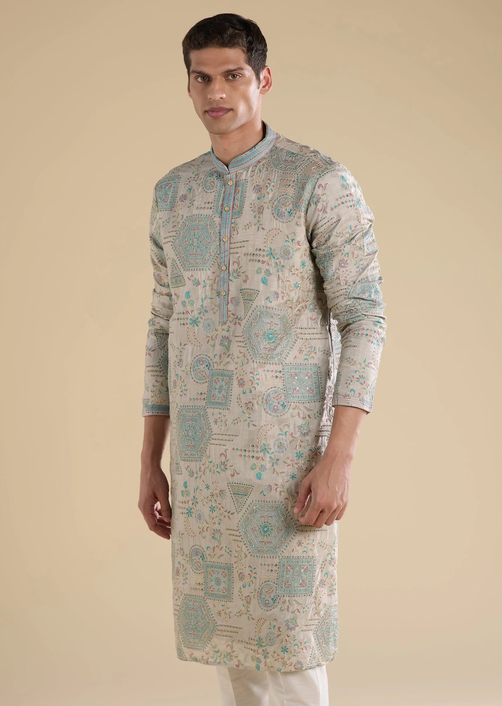 Grey Minimal Kurta Set - Image 4