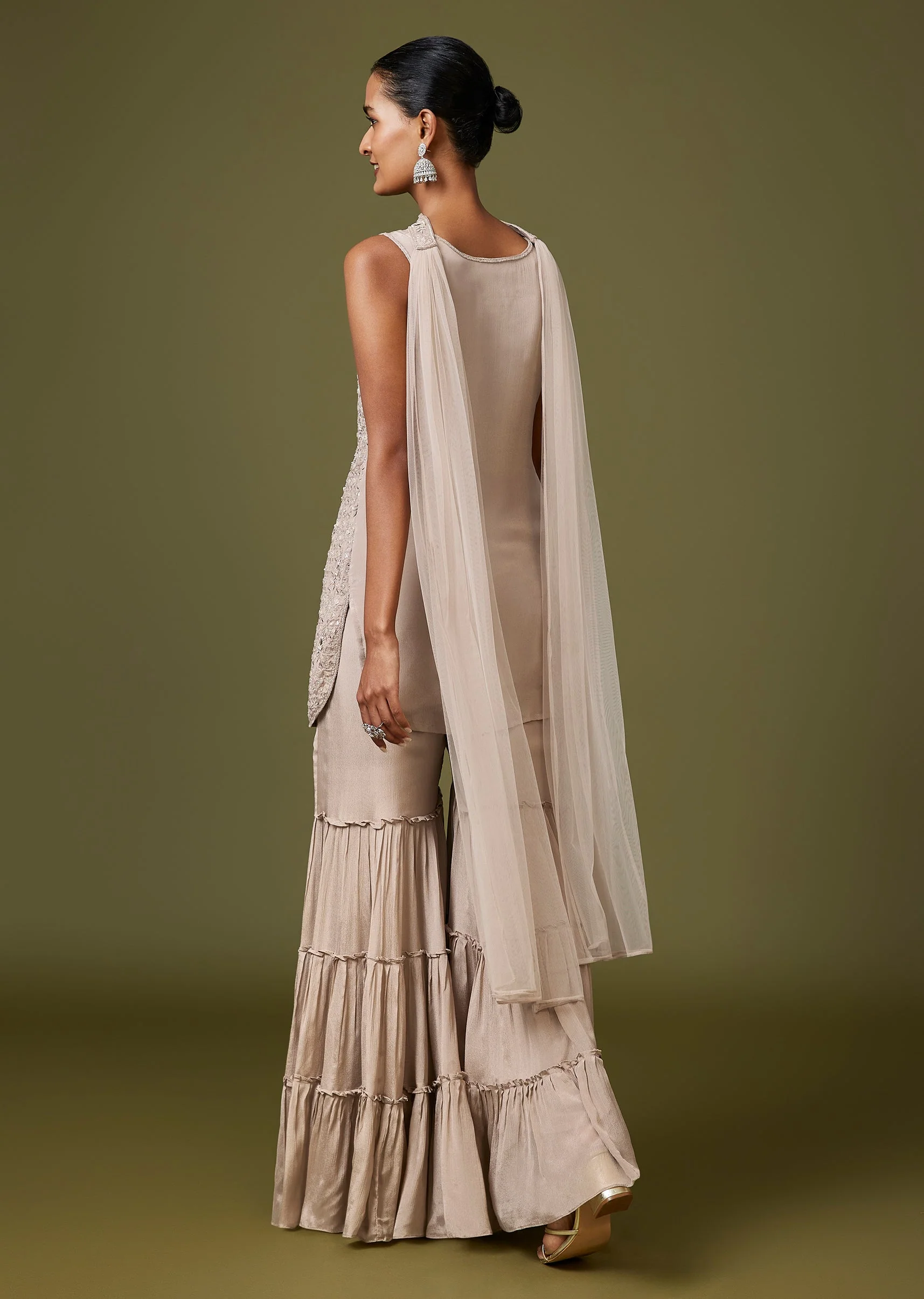 Grey Mirror Sequin Sharara Set - Image 5