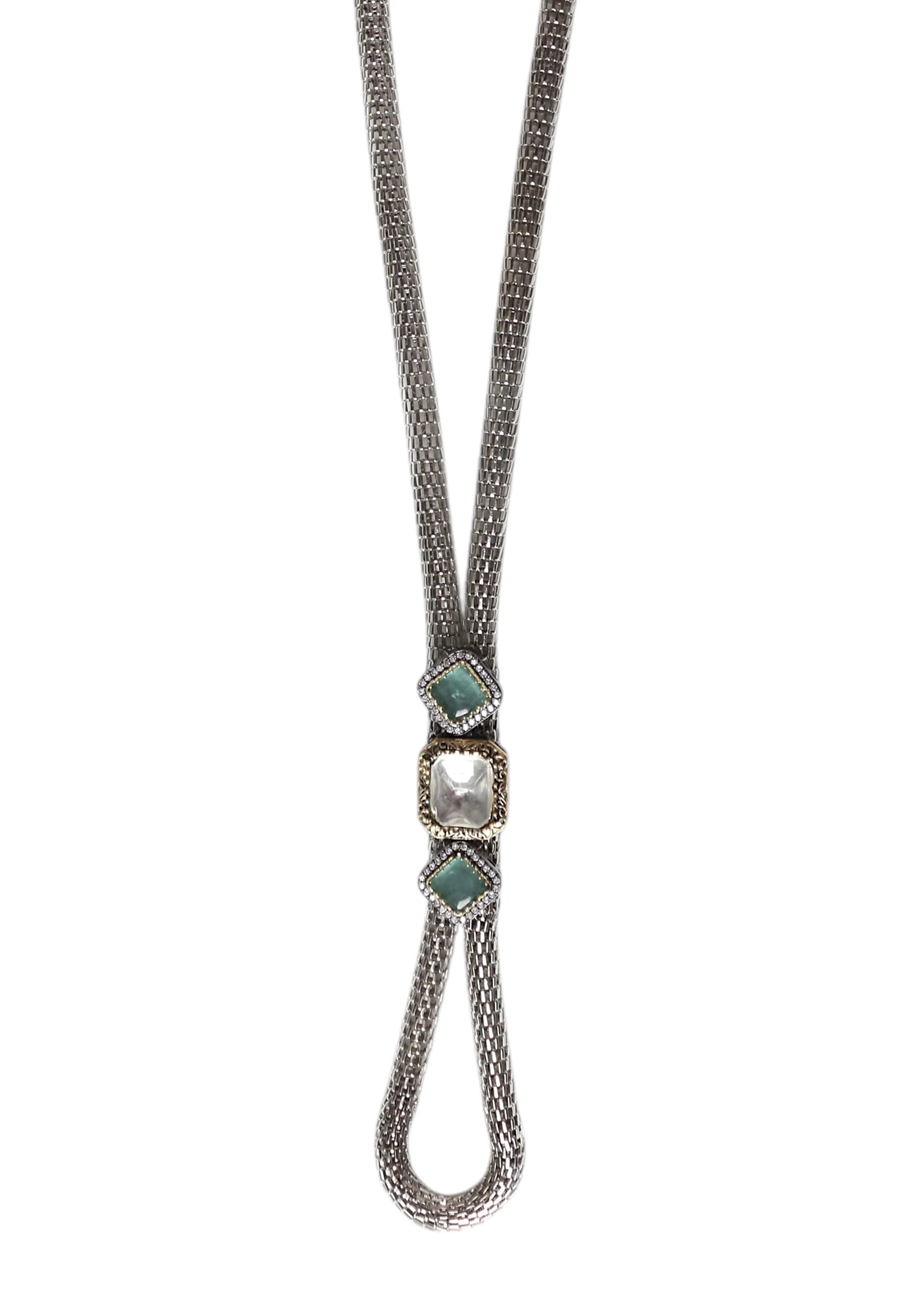 Grey Modern Polki Pendant Necklace - Image 2
