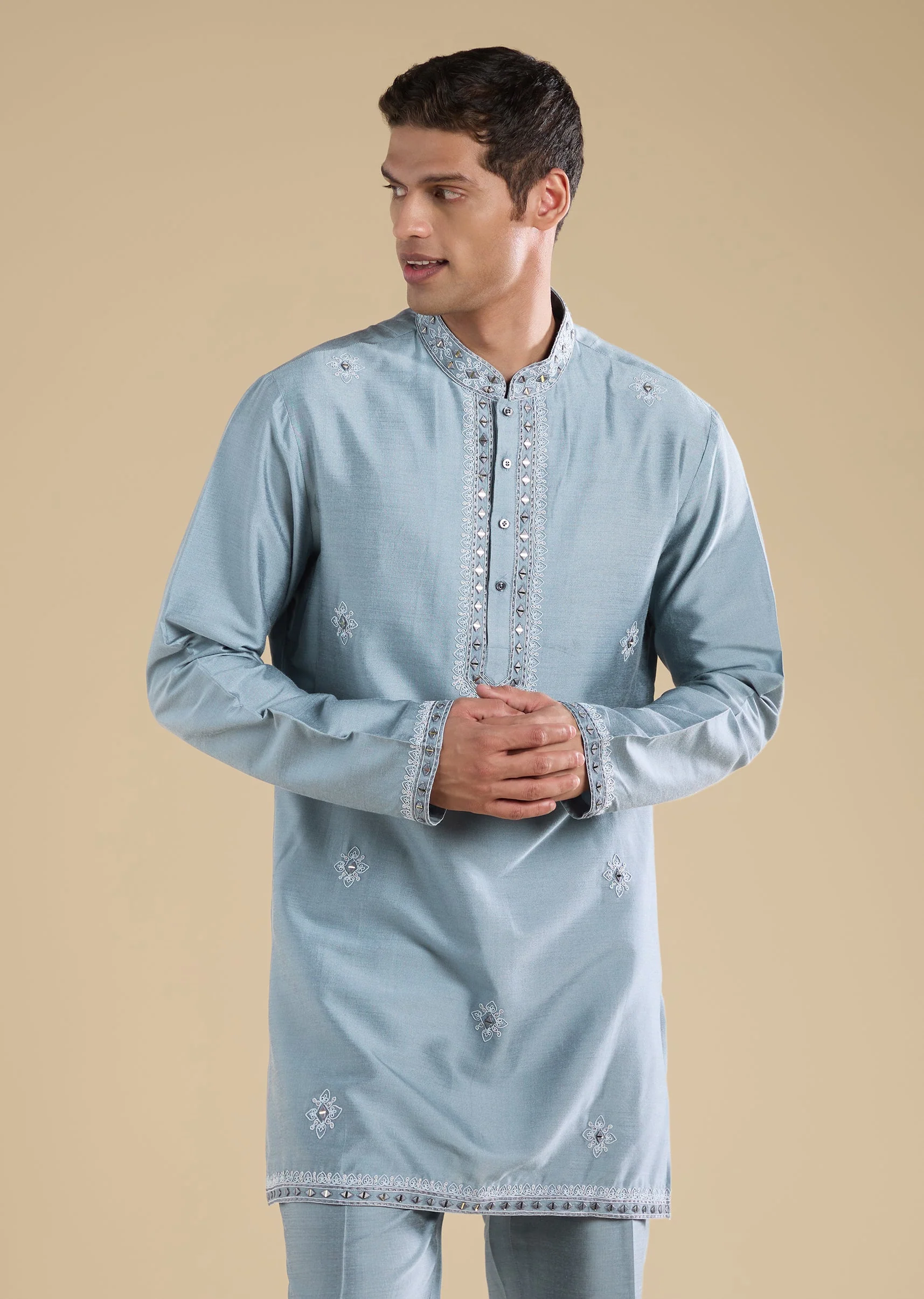 Grey Ombre Indo Western Set With Kurta And Pants - Image 6