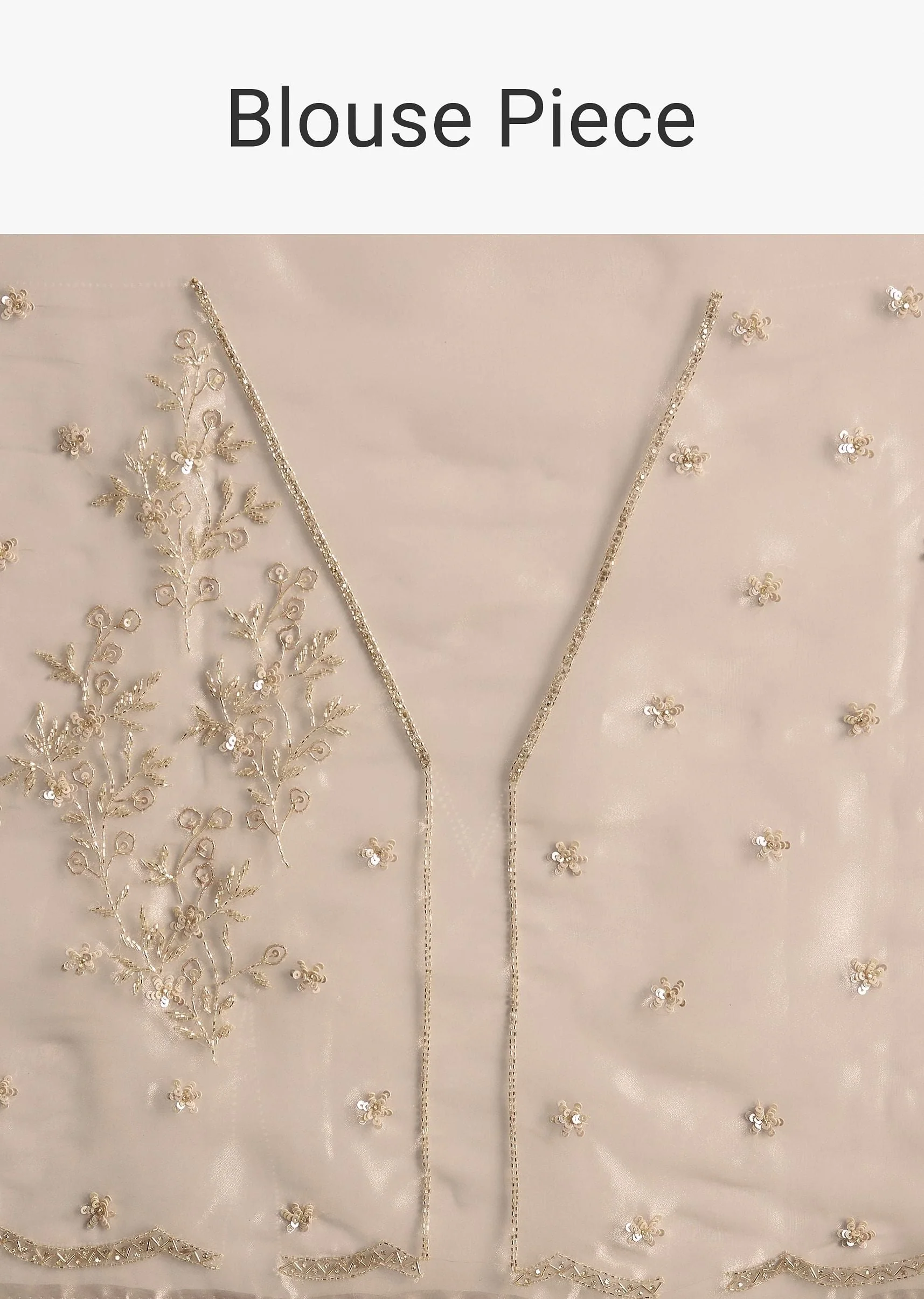 Grey Organza Embroidered Saree With Scallop Border - Image 10