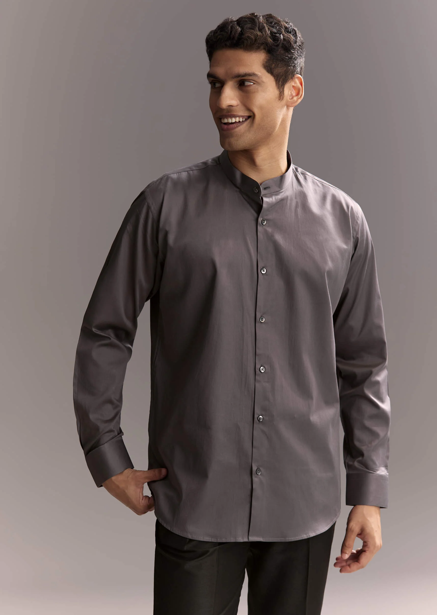 Grey Silk Kurta Jacket Set For Men With Hand Embroidery - Image 6