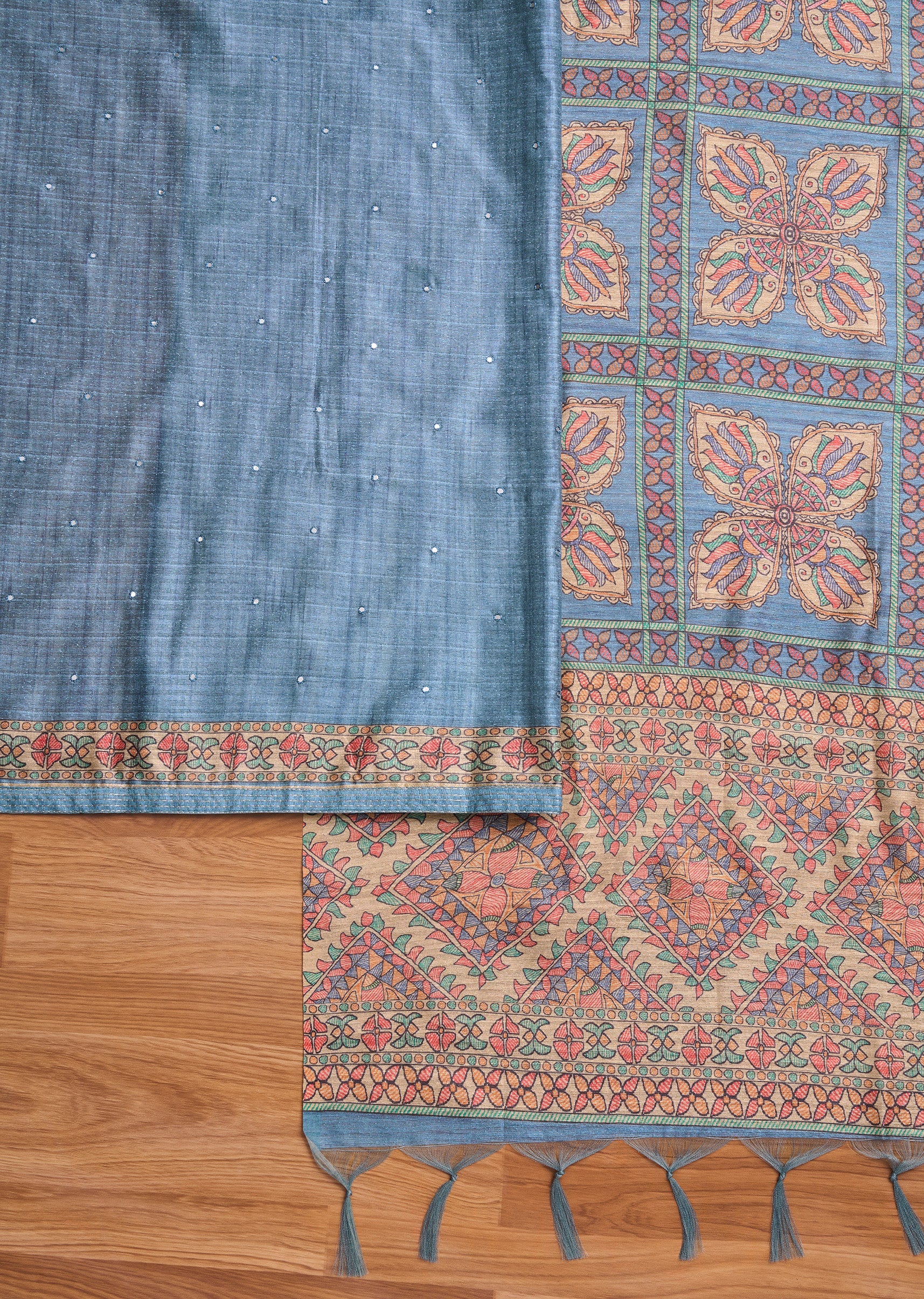 Grey Tissue Unstitched Suit Set - Image 3