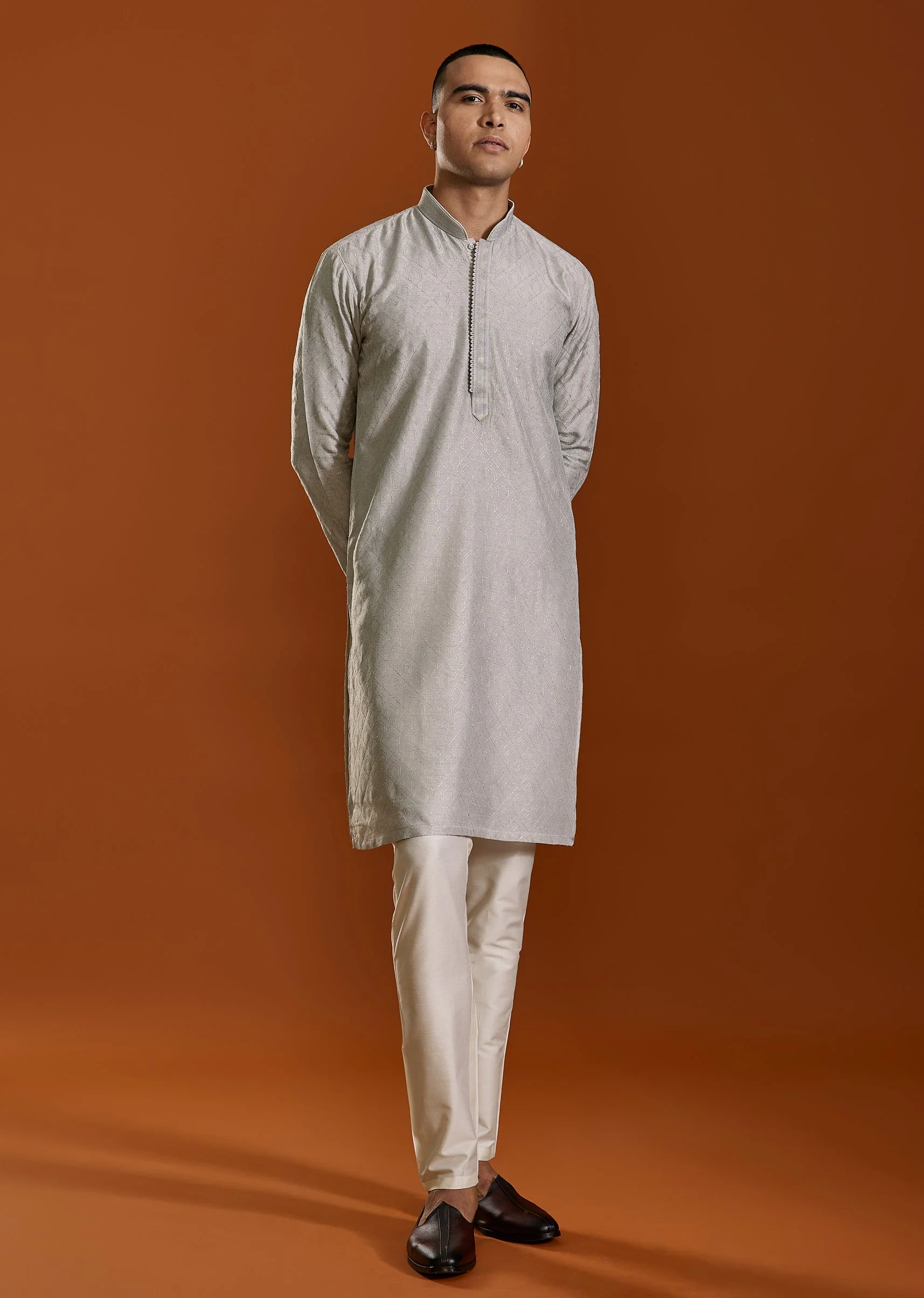 Grey Viscose Kurta Set