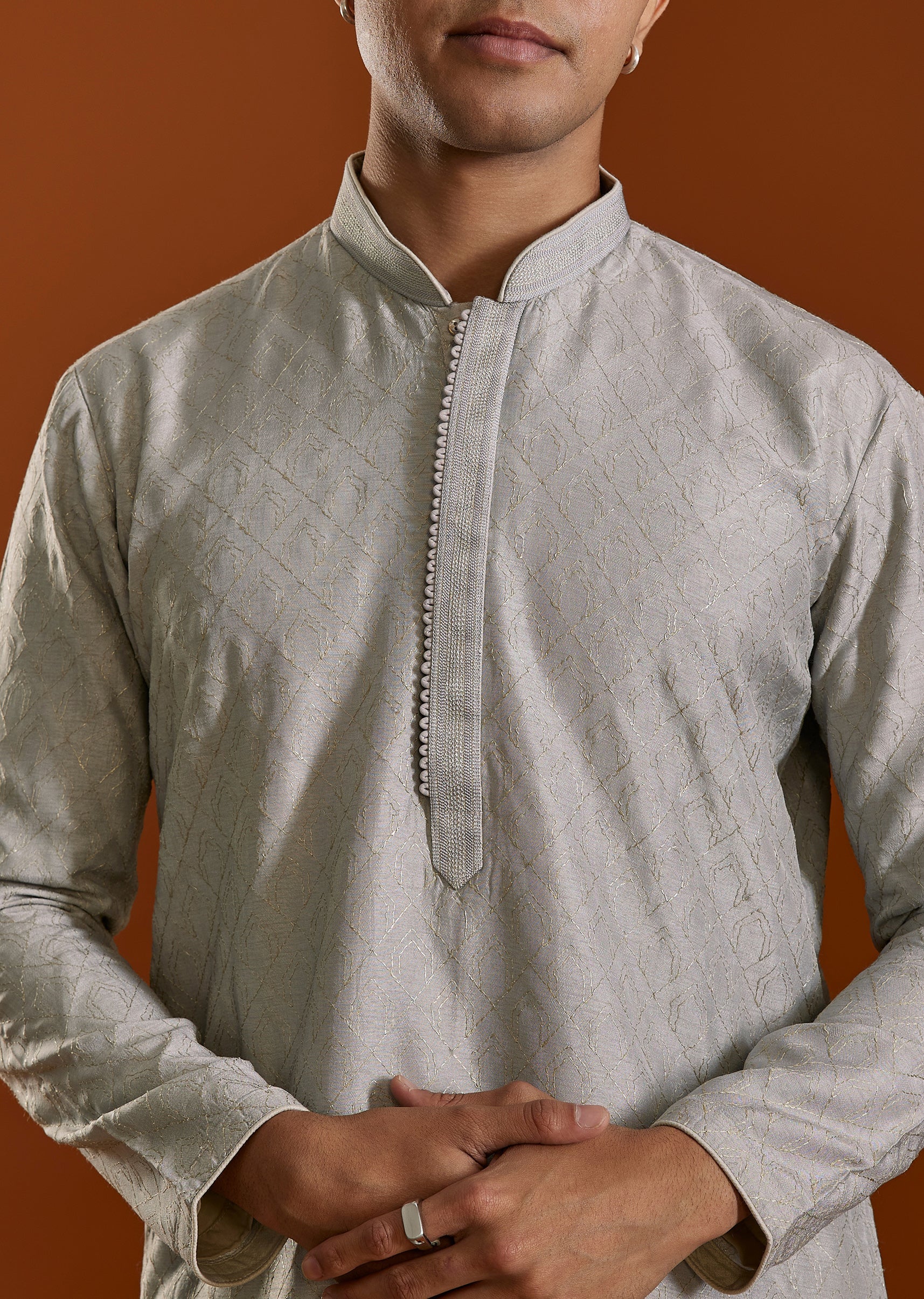 Grey Viscose Kurta Set - Image 2