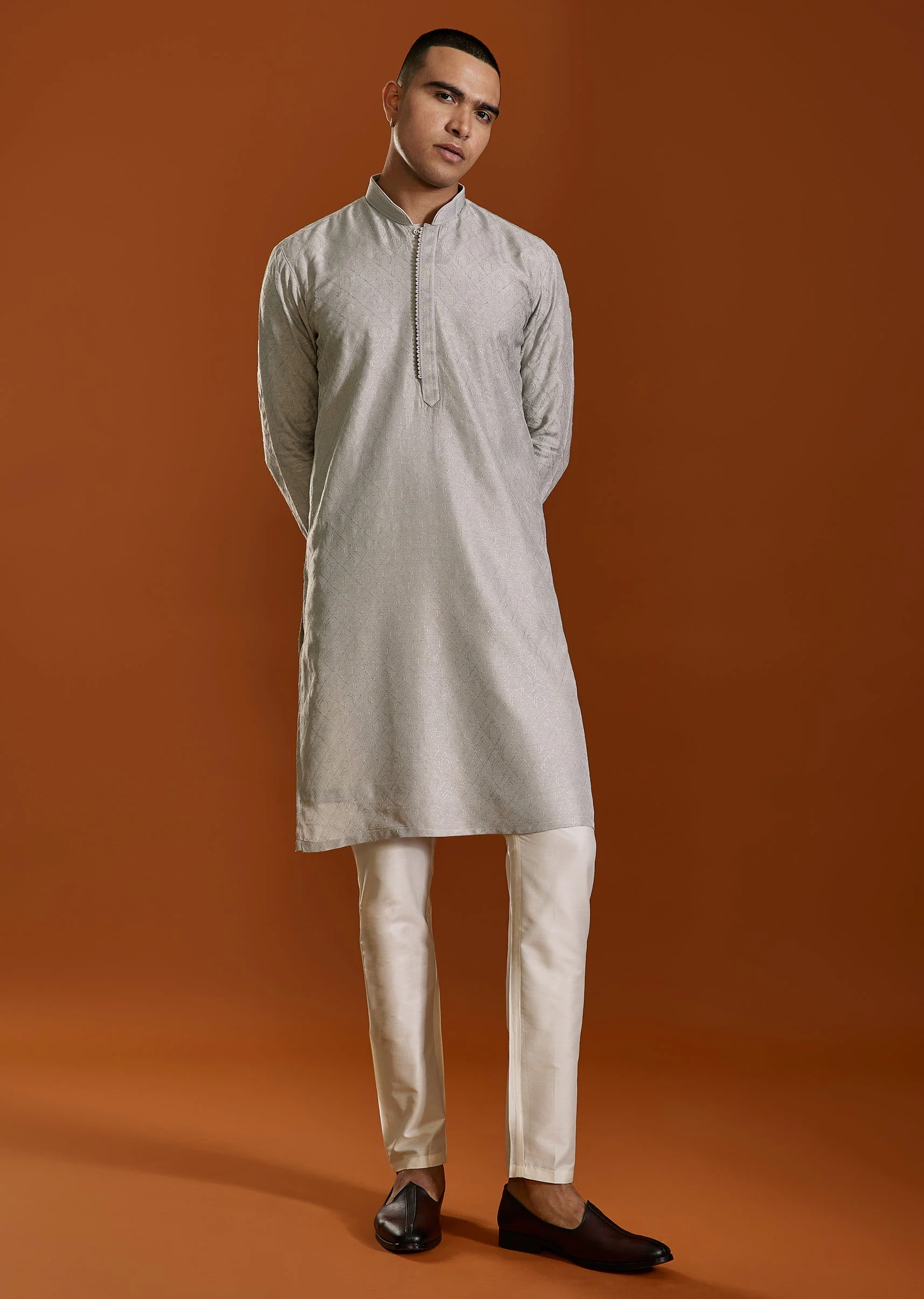 Grey Viscose Kurta Set - Image 3