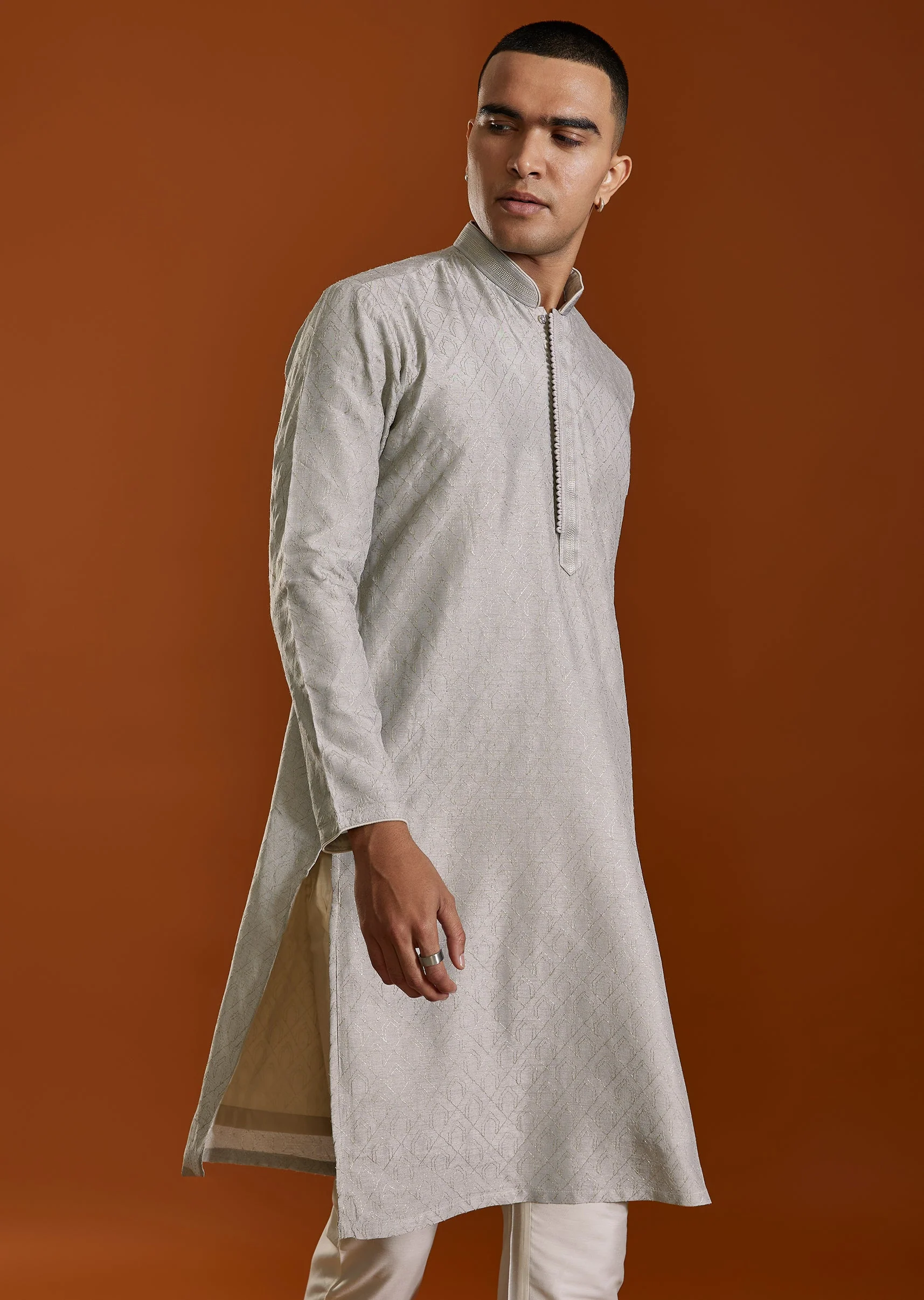 Grey Viscose Kurta Set - Image 4