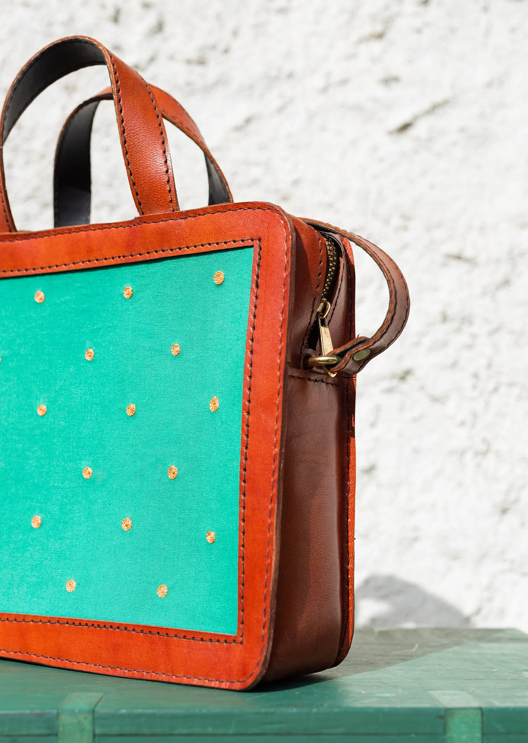 Handcrafted and hand embroidered leathers bag - Image 5