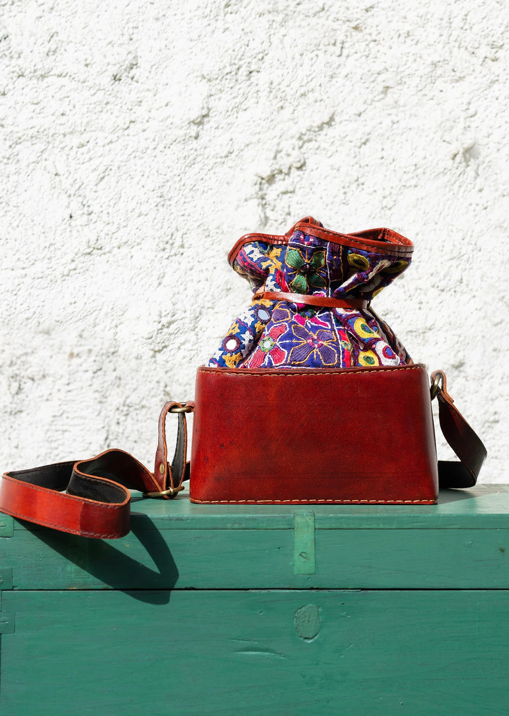 Handcrafted With Hand-Embroidered Leather Bag - Image 2