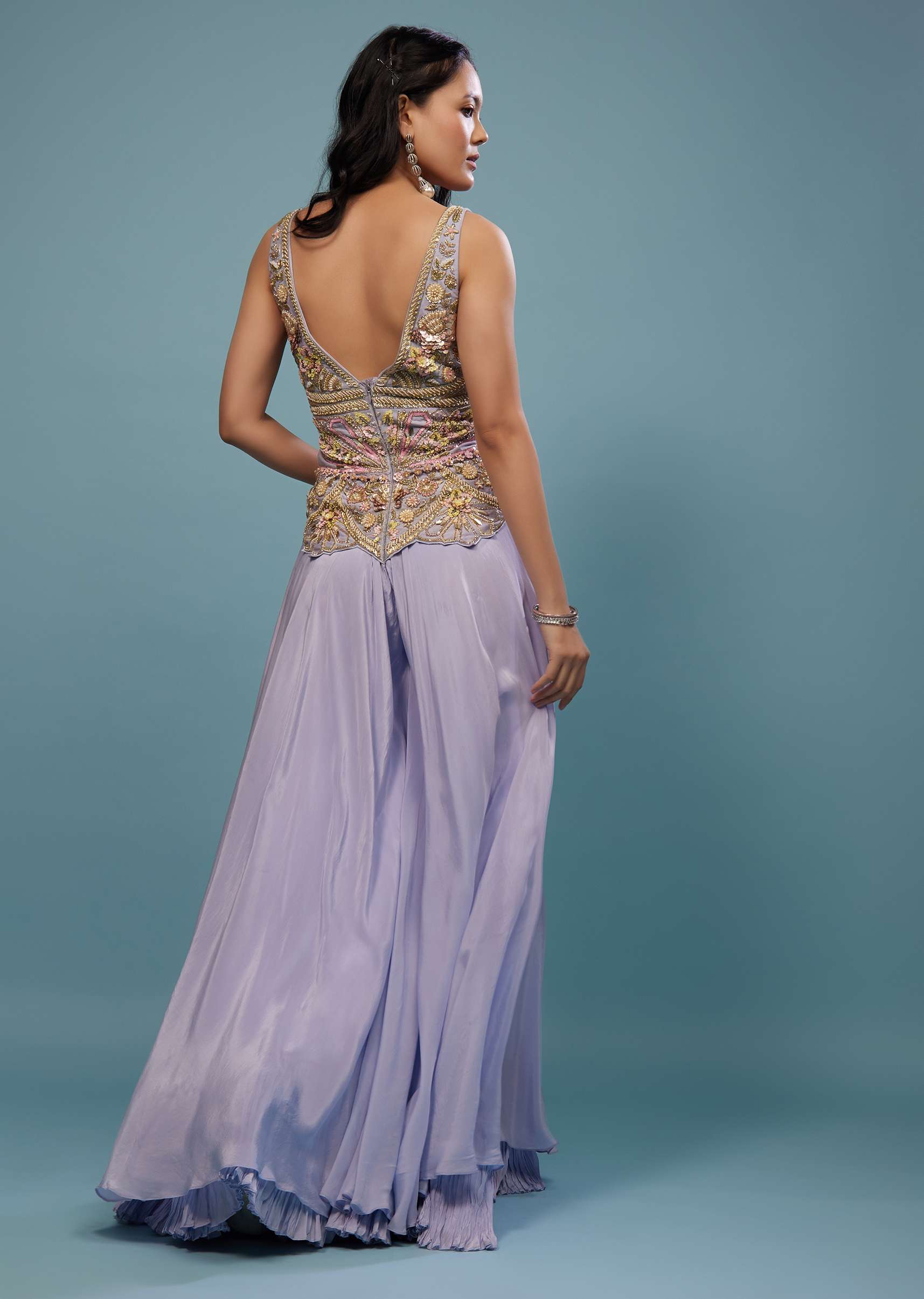 Lavender Purple Embroidered Jumpsuit - Image 5