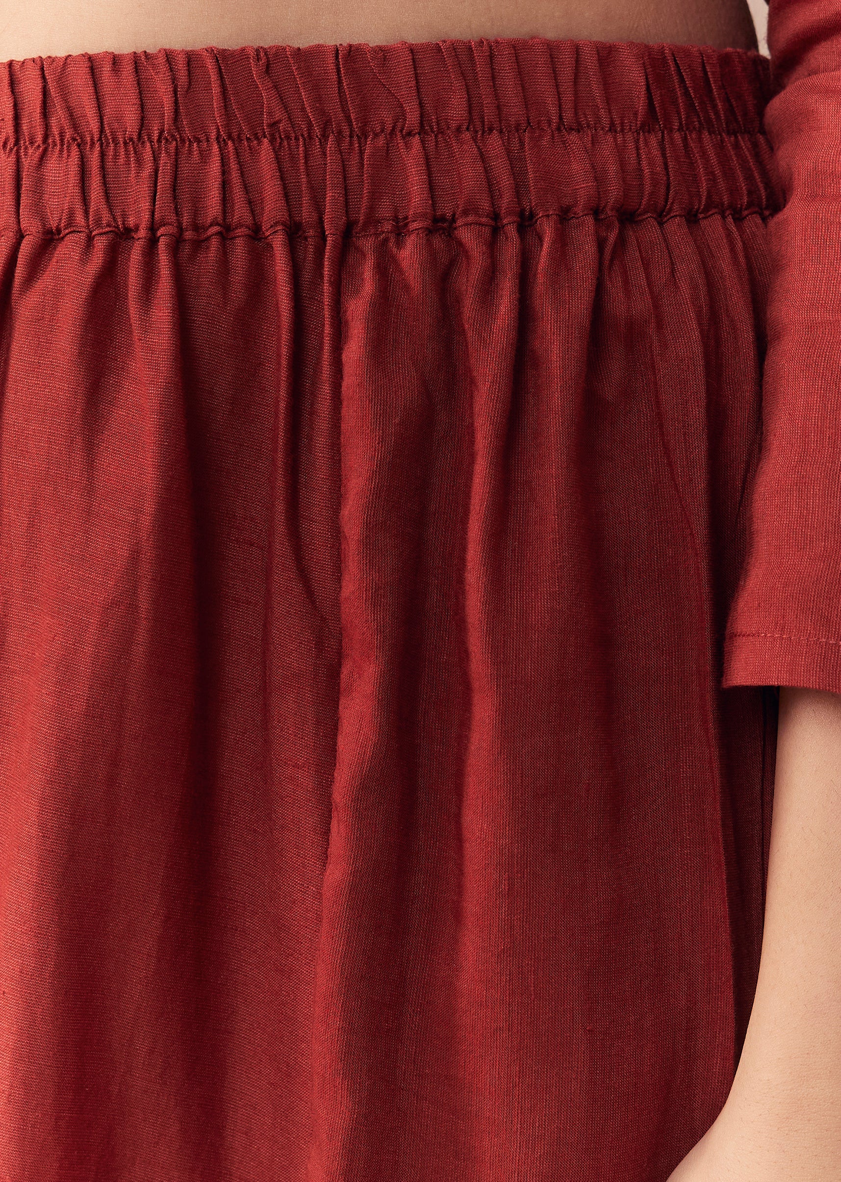 Heritage Ajrakh Couple Set – Maroon Linen Kurta Set With Ajrakh Dupatta For Her And Red Ajrakh Kurta Jacket Set For Him - Image 7