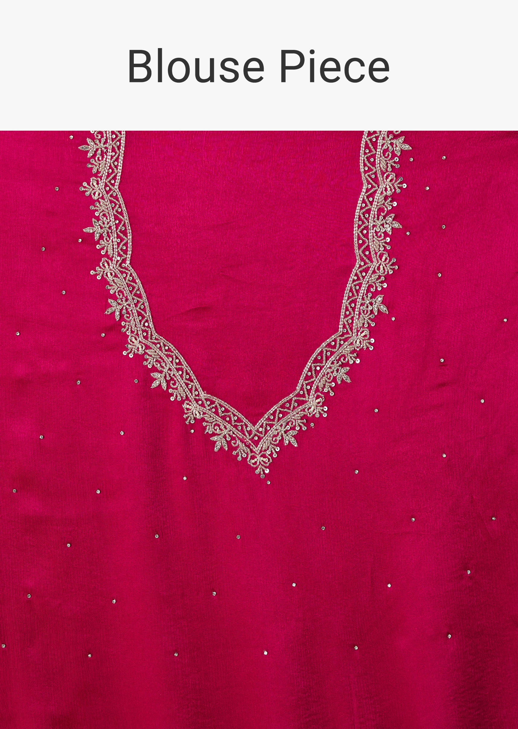 Hot Pink Chinon Saree With Stone And Sequin Embroidery - Image 9