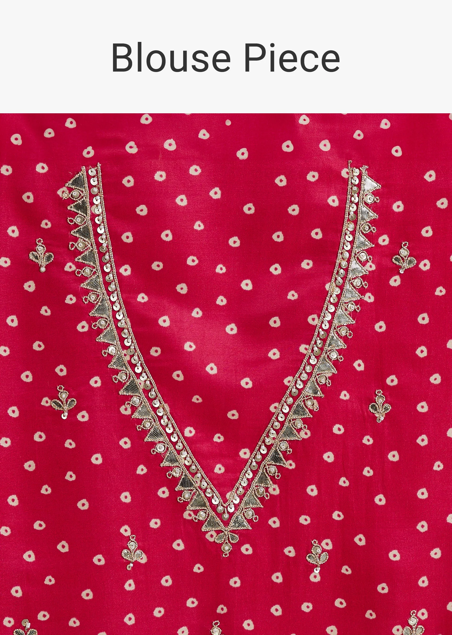 Hot Pink Lehariya Saree In Gota Patti Work With Unstitched Blouse - Image 11