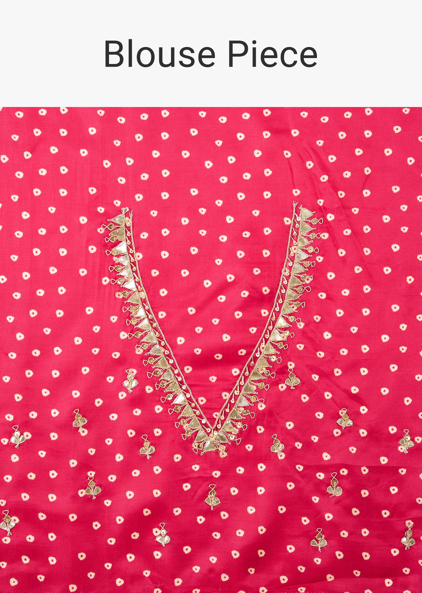 Hot Pink Lehariya Saree In Gota Patti Work With Unstitched Blouse - Image 8
