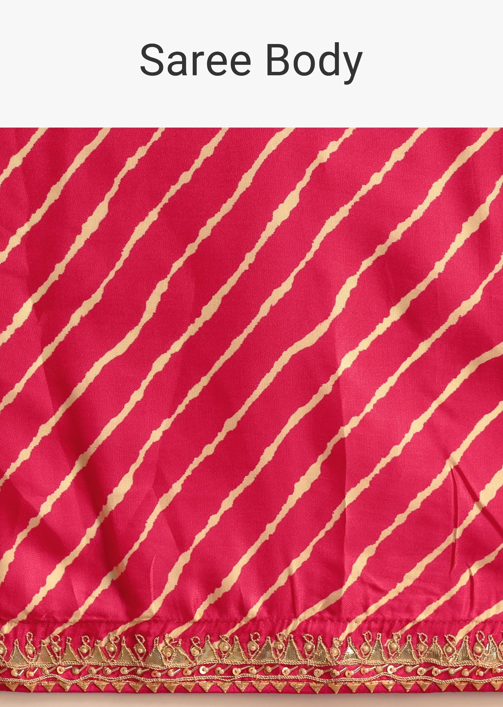 Hot Pink Lehariya Saree In Gota Patti Work With Unstitched Blouse - Image 9