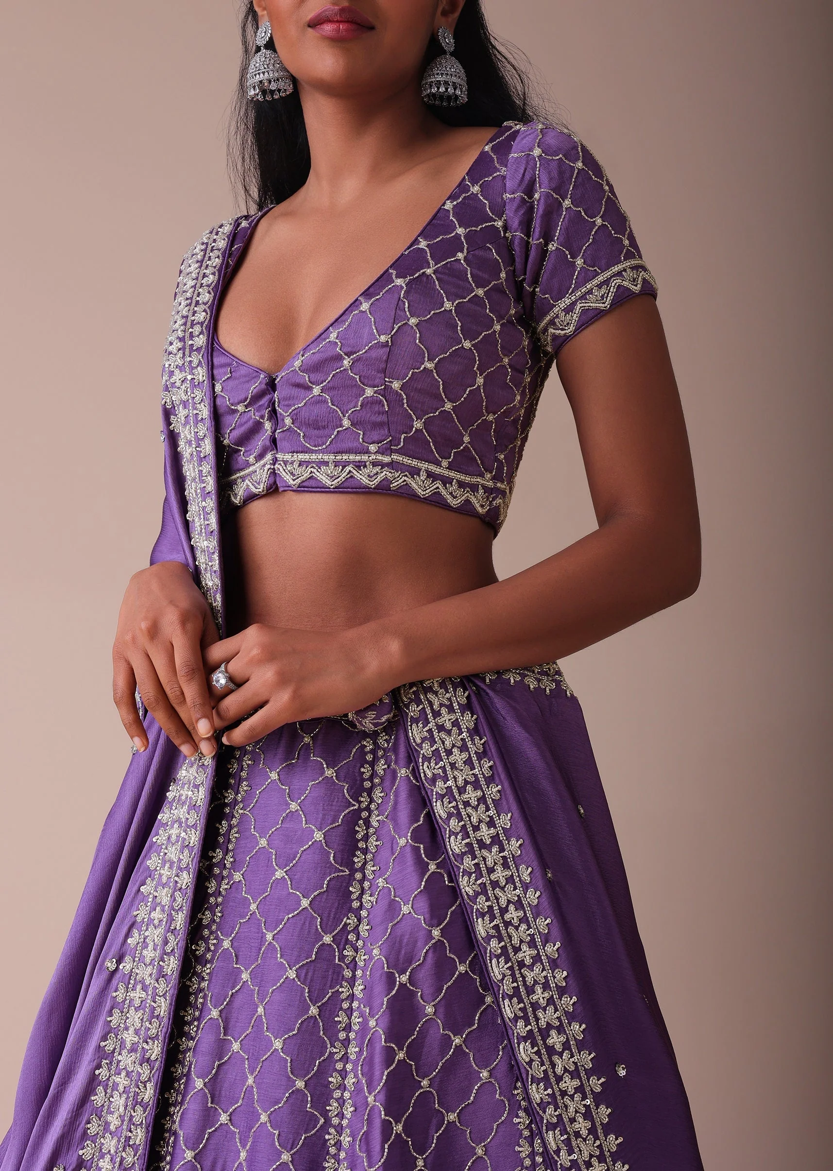 Lilac Purple Lehenga With Handwork Embroidery - Image 3