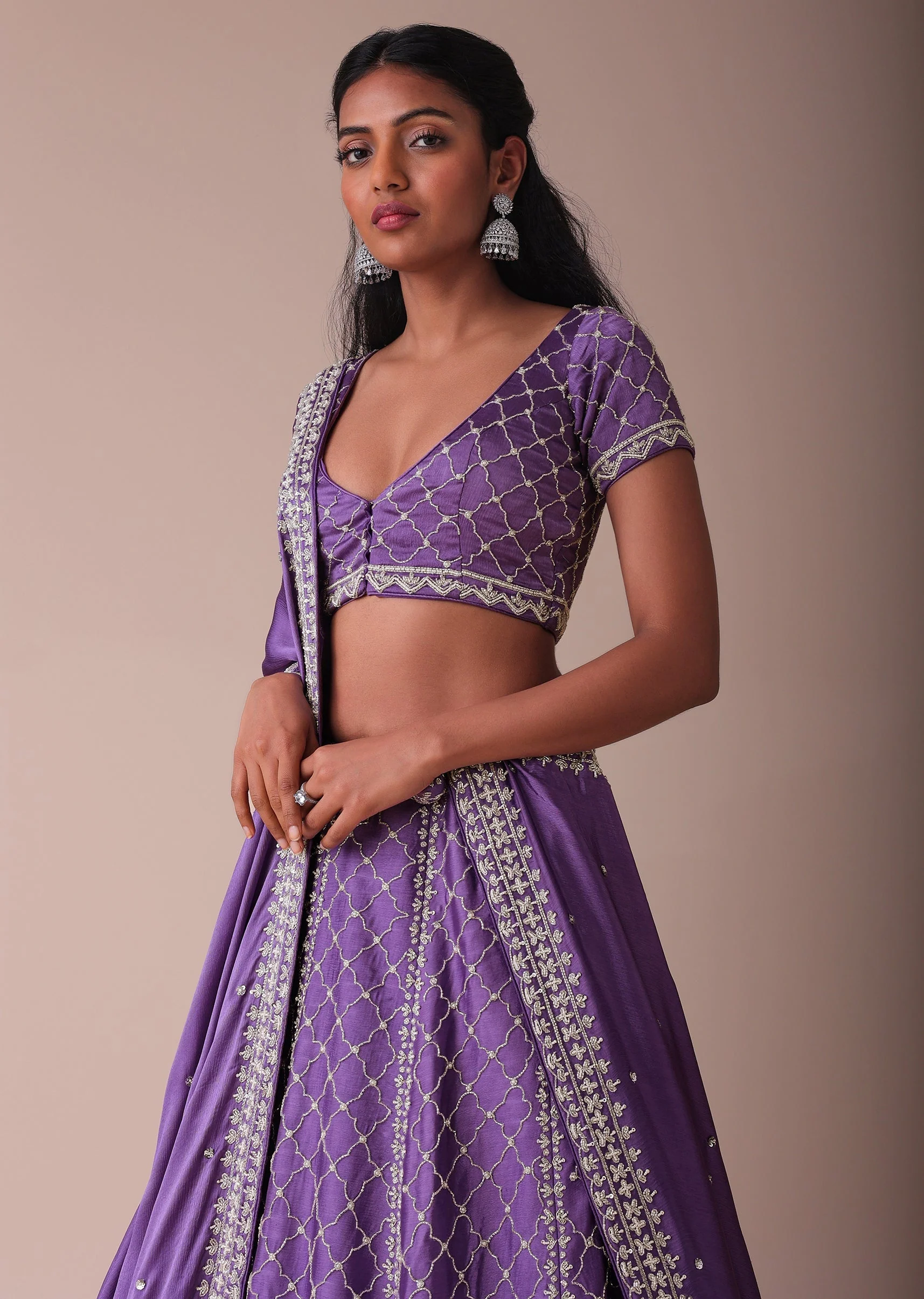 Lilac Purple Lehenga With Handwork Embroidery - Image 4