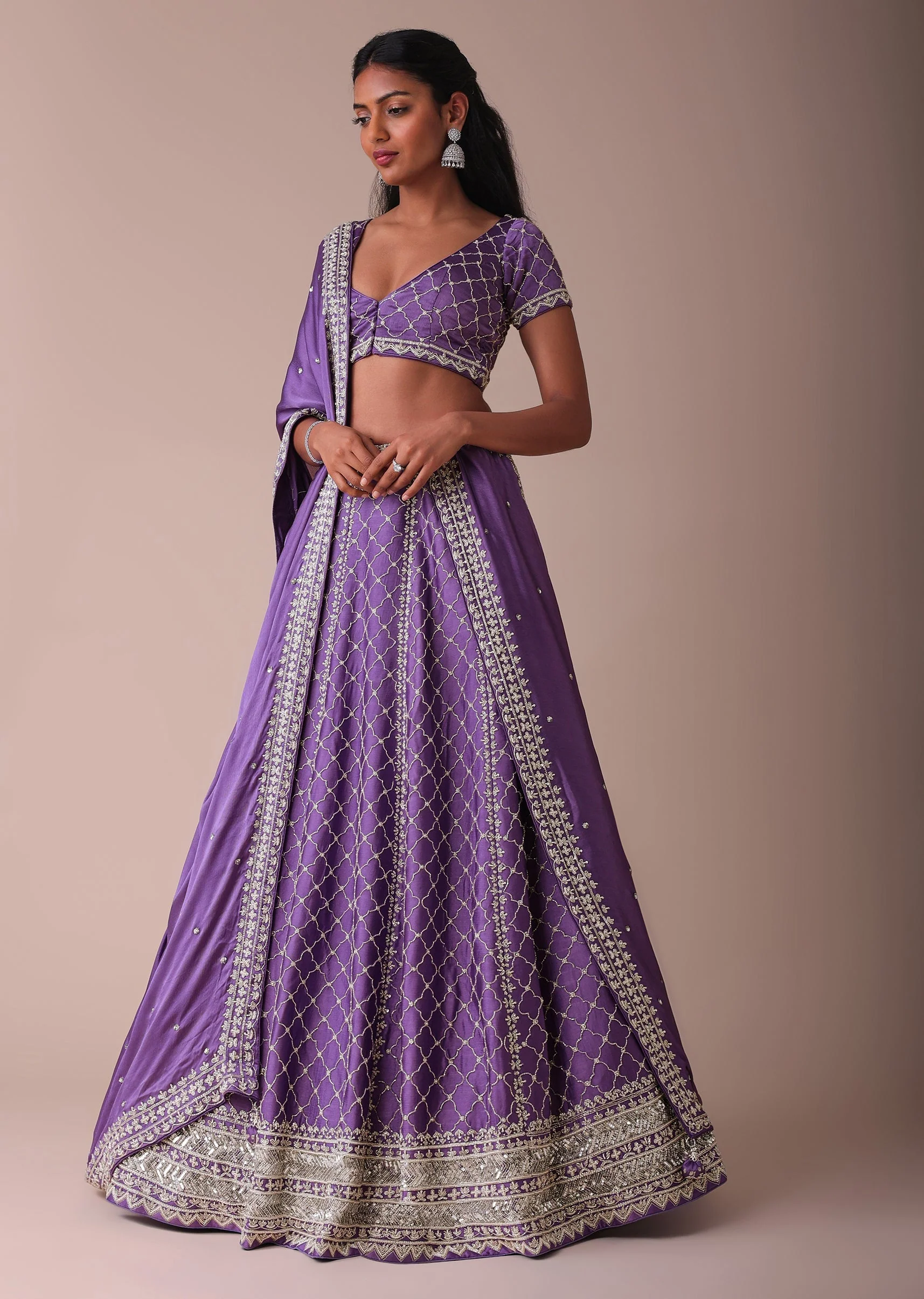 Lilac Purple Lehenga With Handwork Embroidery - Image 6