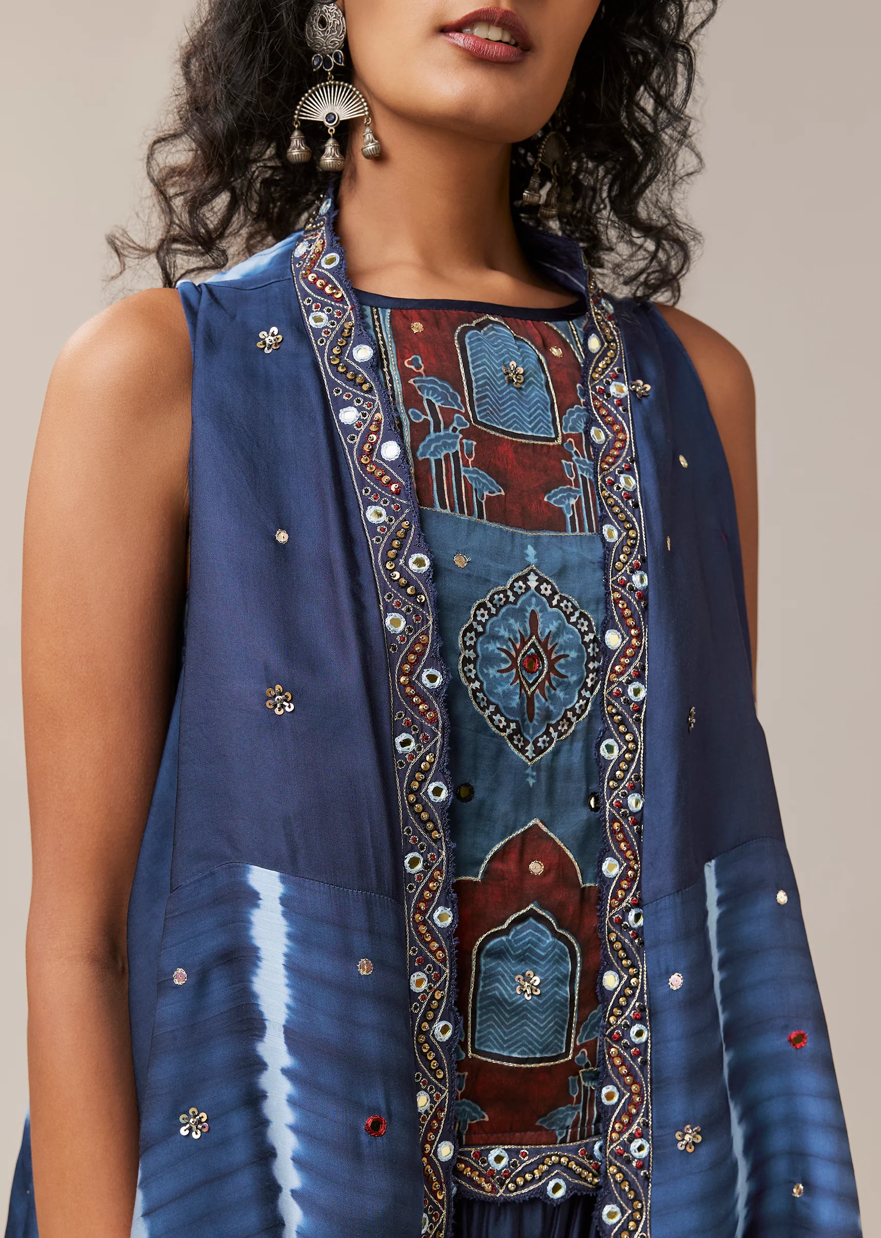 Indigo Craft Duo — Jacket Set For Her And Kurta Jacket For Him - Image 2