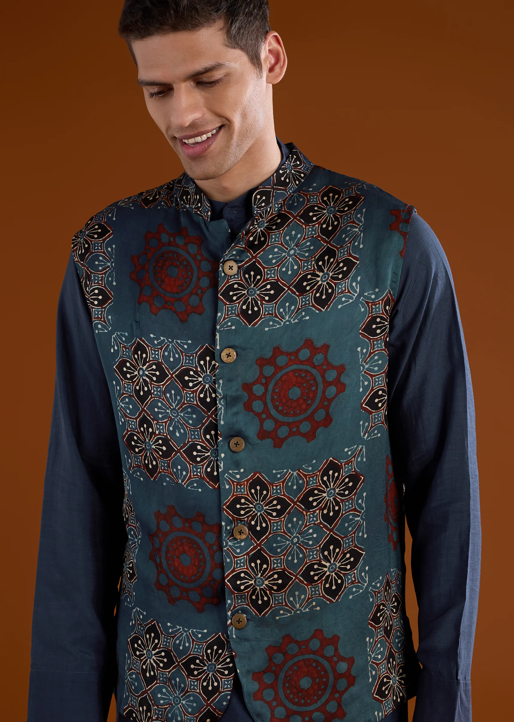 Indigo Craft Duo — Jacket Set For Her And Kurta Jacket For Him - Image 8