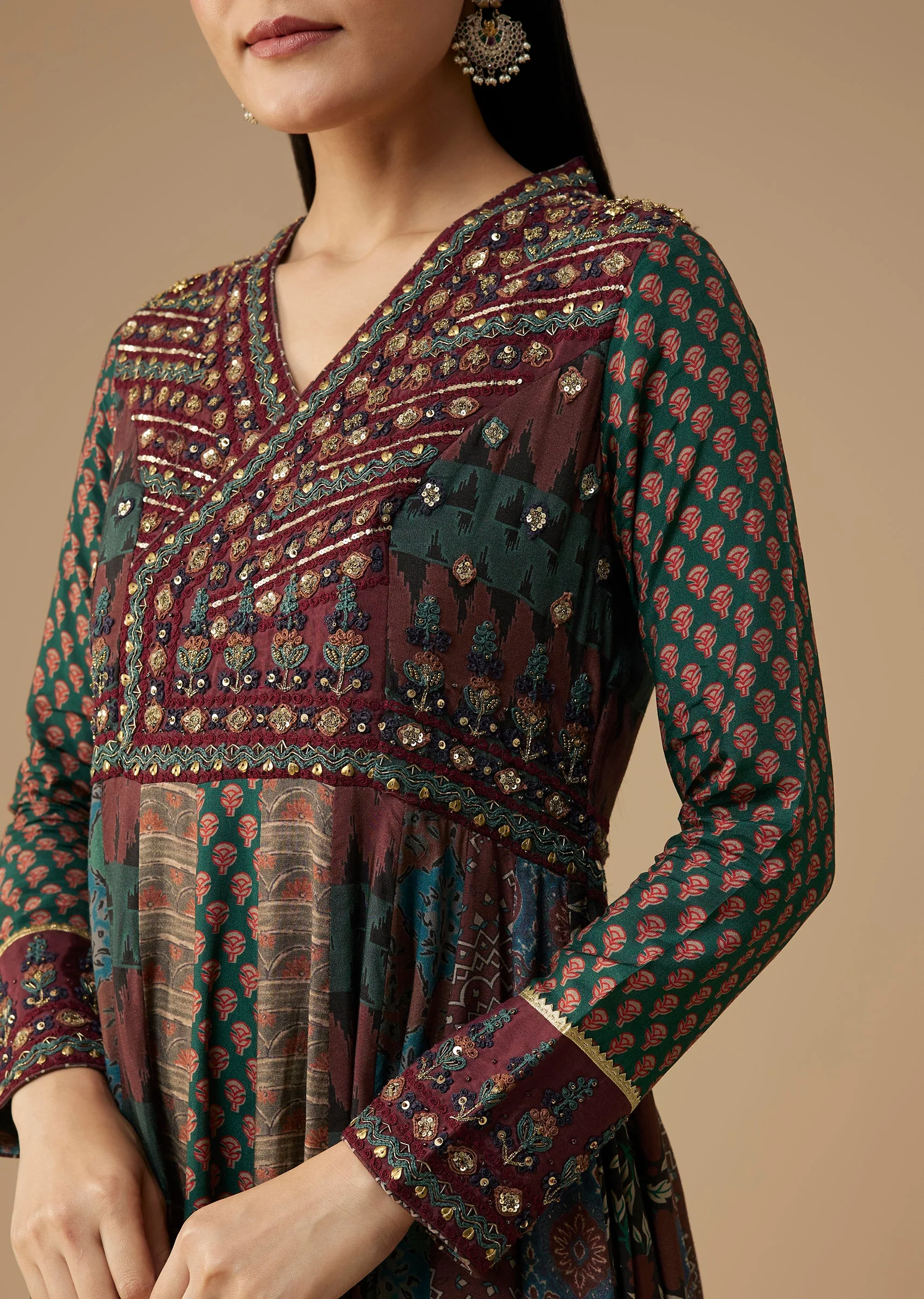 Indigo Embroidered Anarkali Suit - Image 2